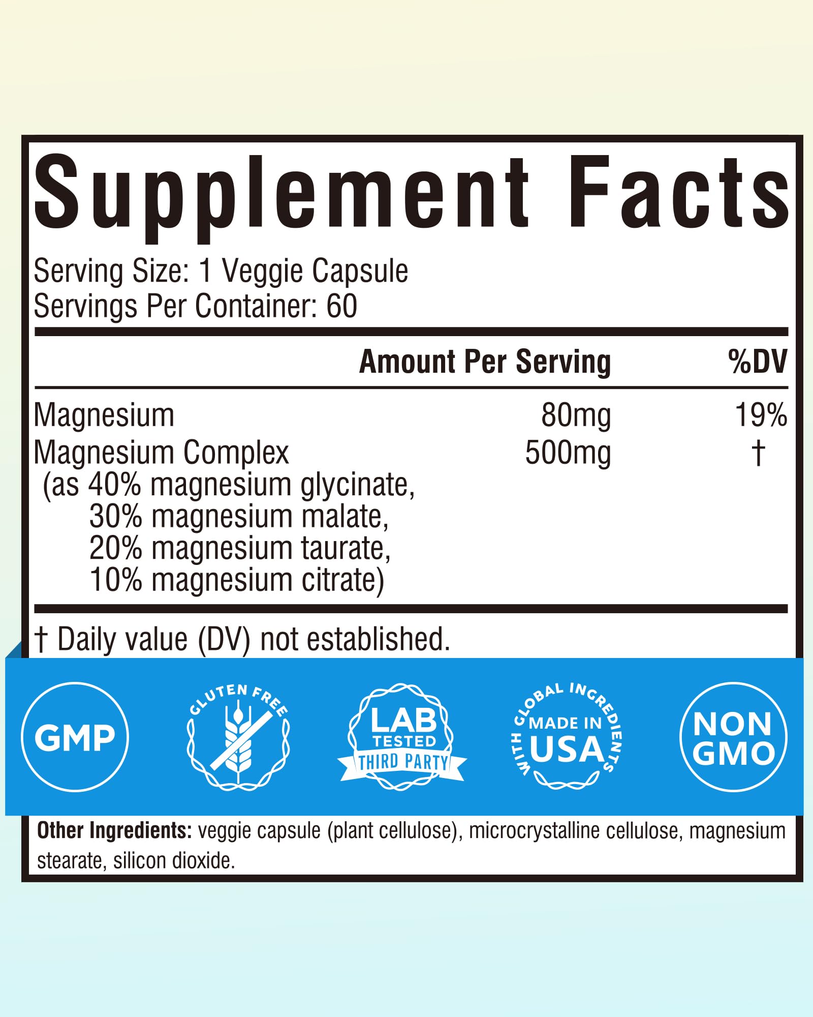 Terranics Magnesium Complex 500mg, Glycinate, Malate, Taurate, Citrate, Chelated Purified Easily Absorbed Magnesium Supplement for Sleep, Heart, Energy, Digestion Support, 60 Capsules Terranics uk supplements