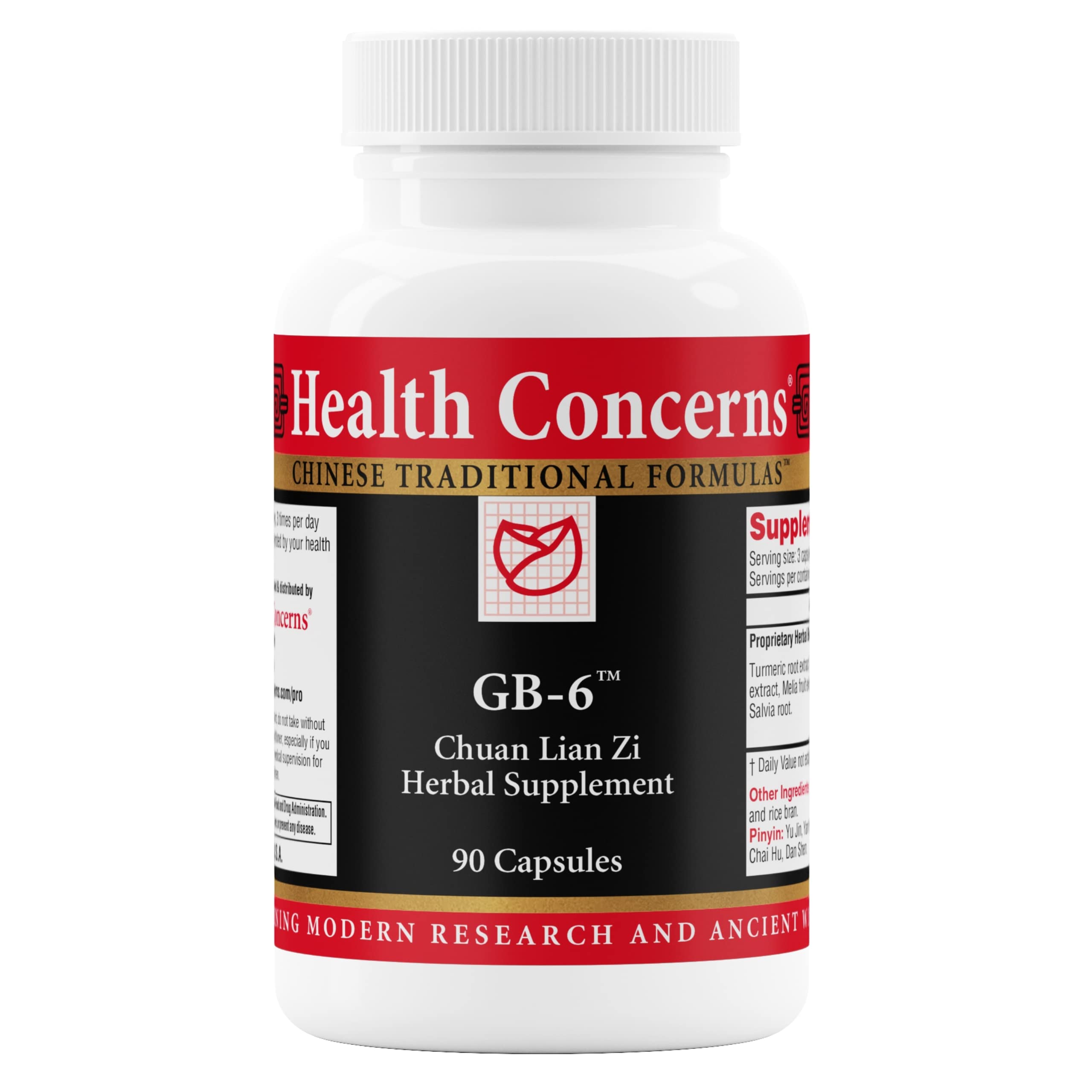 Health Concerns GB-6 – Gallbladder Support Supplement – Chuan Lian Zi Herbal Formula – Natural Gallstone Support – Bupleurum, Turmeric, Dandelion Root Extracts– Chinese Herbal Capsules – 90 Capsules Health Concerns uk supplements