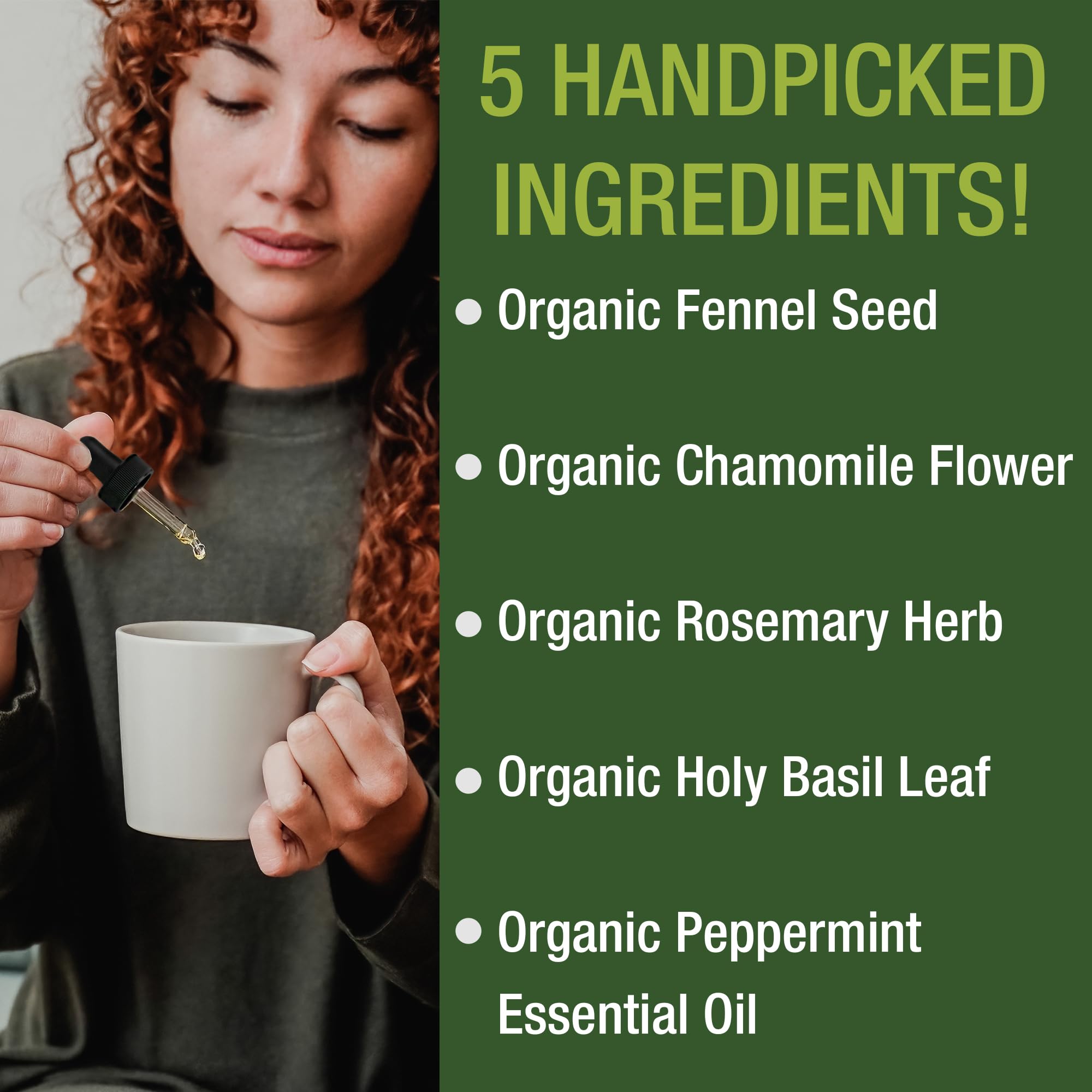 USDA Organic IBS Relief 5-in-1 Liquid Drops. for Ingestion, Bloating, Gas. Irritable Bowel Supplement with 5 Organic Ingredients. Peppermint Oil, Fennel Seed, Chamomile Flower, Rosemary, Holy Basil Peak Performance uk supplements