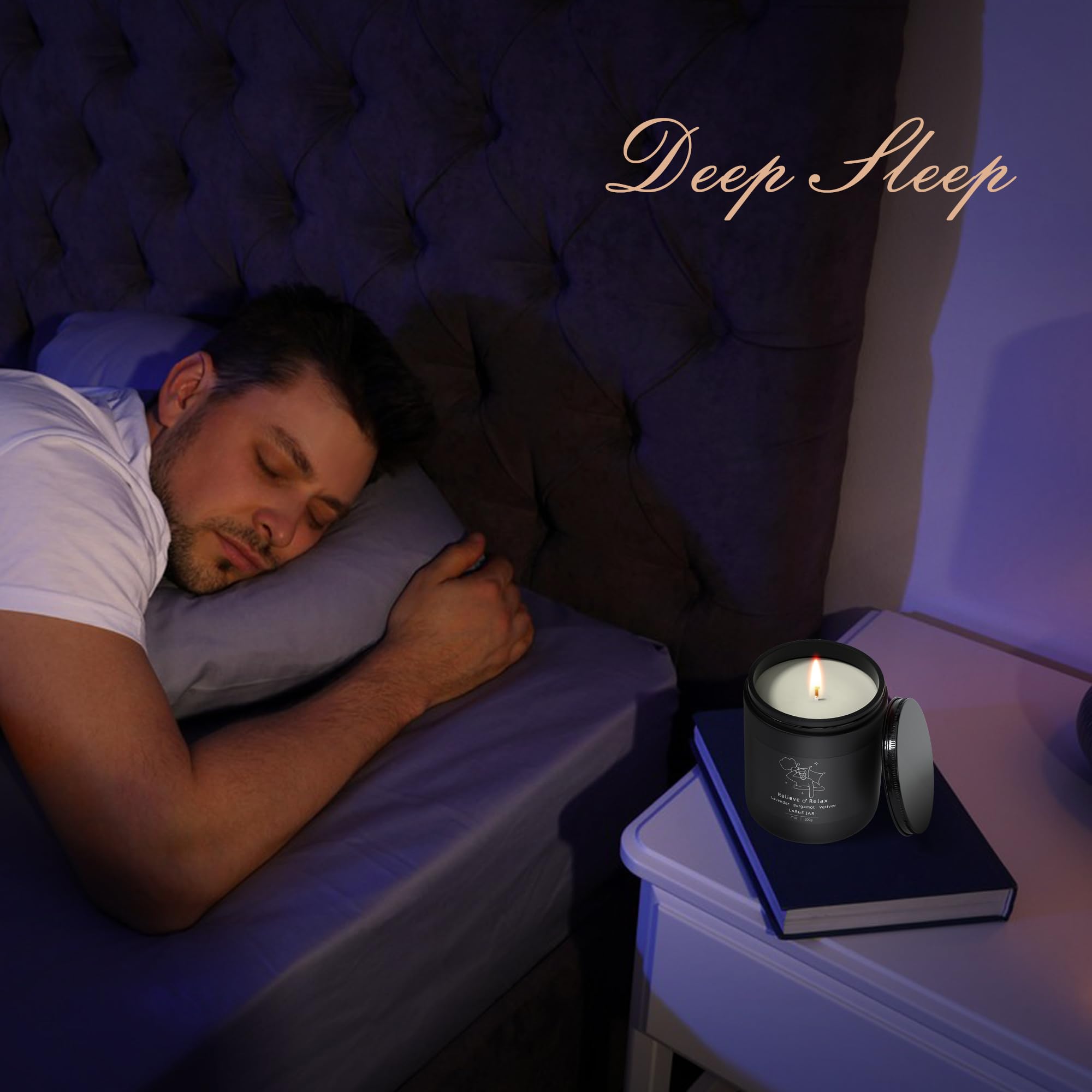 TRINIDa Large Sleep Scented Candles, Black Jar Natural Soy Candles for Home Scented, Candle Gift TRINIDa uk supplements