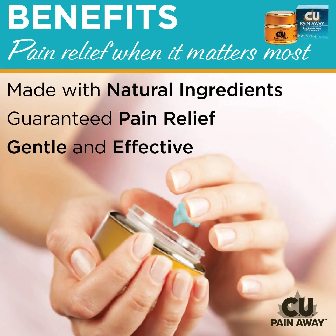 Arthritis Pain Relief Cream - C.U. Pain Away. Reduce Inflammation, Improve Mobility, Rapid Relief. Effective Muscle and Joint Pain Relief. All-Natural Ingredients. C.U. Pain Away uk supplements