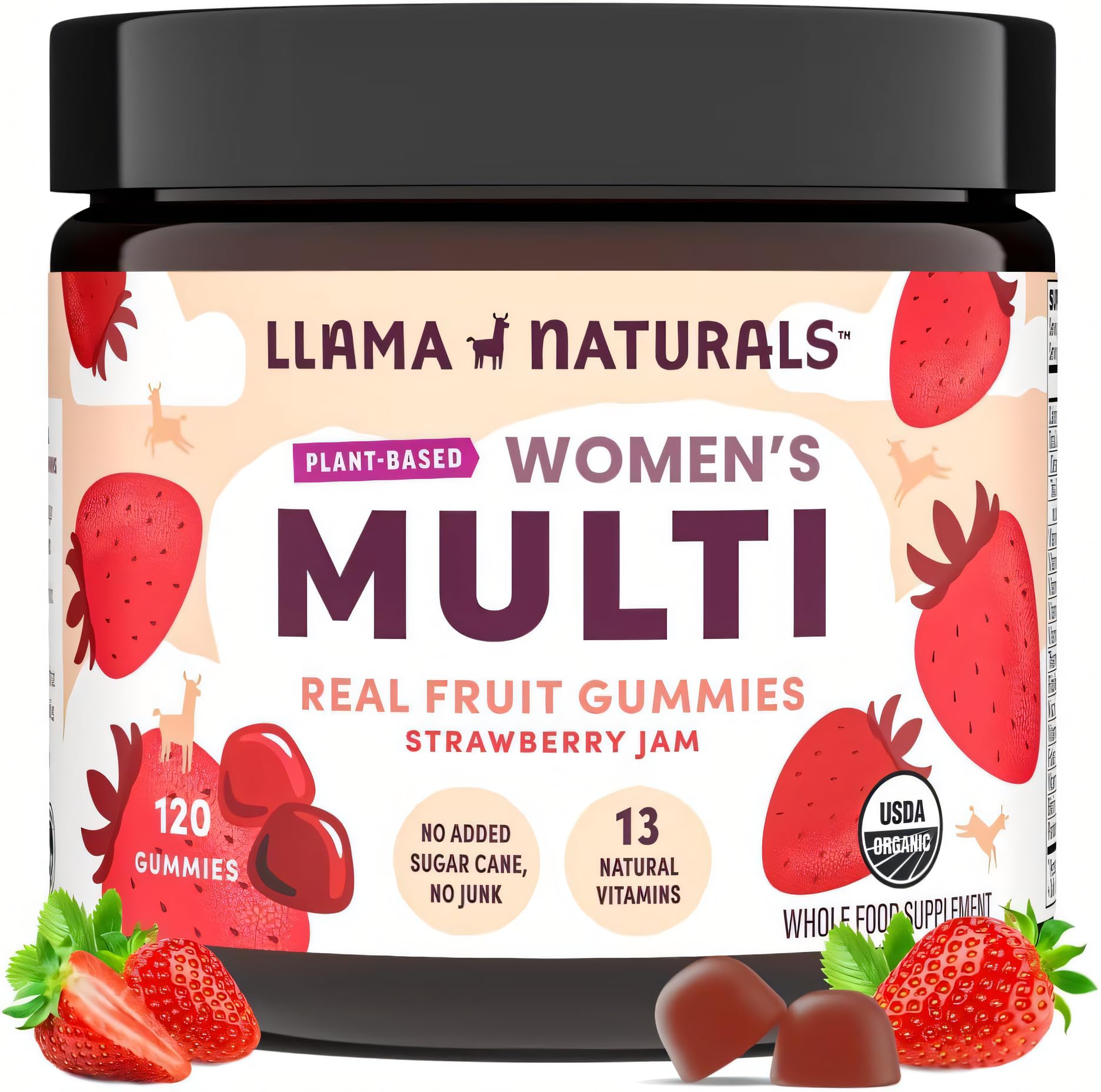 Llama Naturals Multivitamin for Women, Vegan, Organic Gummies with Vitamin D, C and K, Women's Real Fruit Gummy Vitamins Llama Naturals uk supplements