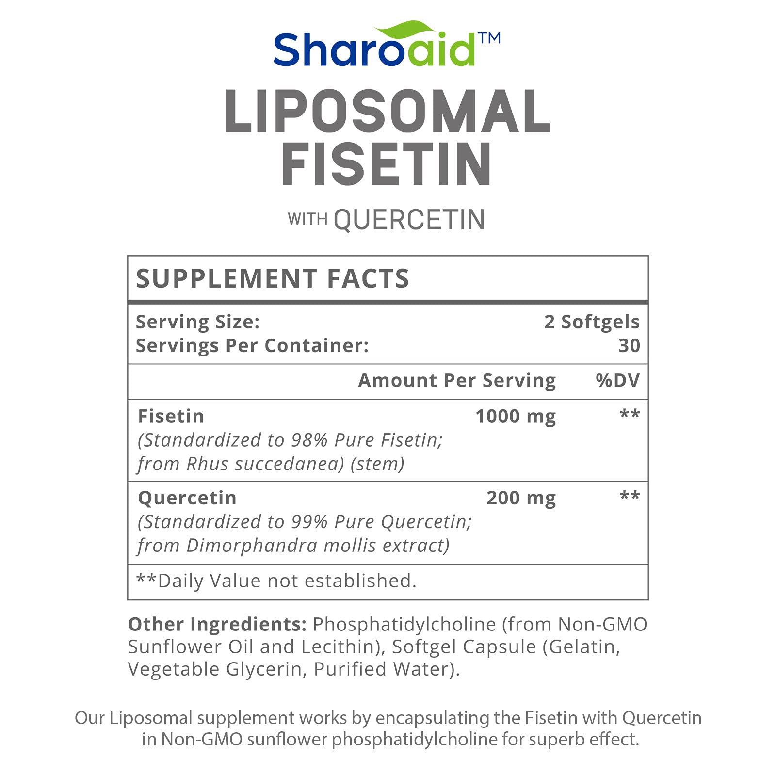 Sharoaid Liposomal Fisetin with Quercetin Supplements 1200 mg per Serving,High Absorpti Sharoaid uk supplements