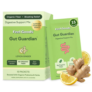 Feel Goods Gut Guardian, Gut Health Powder Packets - Probiotic Fiber Powder with Prebiotics & L Glutamine for Digestive Health, Bloating Relief & Digestion Support - Zero Sugar & Organic Flavor Feel Goods uk supplements