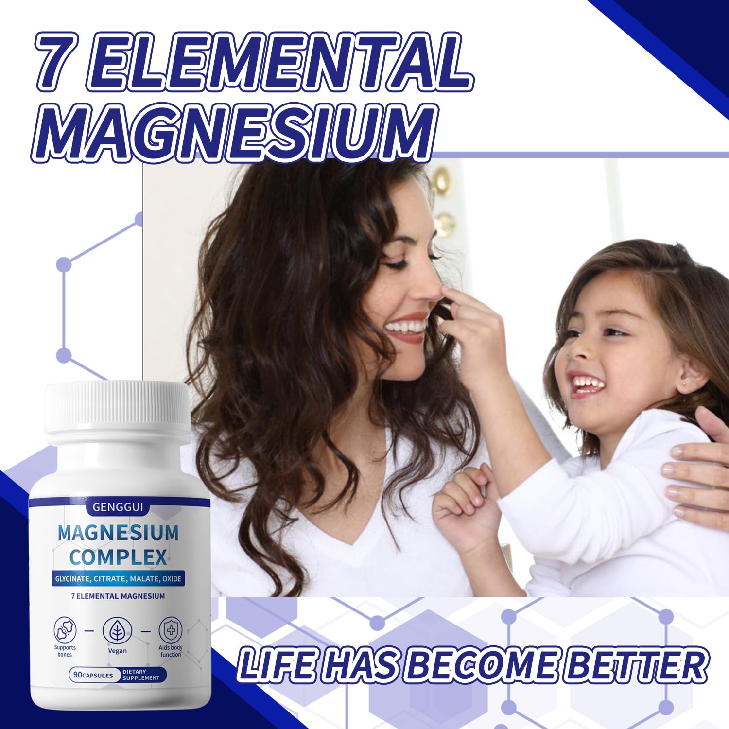 Magnesium Complex 1000mg with 8 Types - Glycinate, Citrate, Malate - Supports Muscle Relaxation, Bone Health, Energy Production & Sleep - High Absorption, Non-GMO, Vegan Capsules, 90 Count (001) ZYGCDZ uk supplements