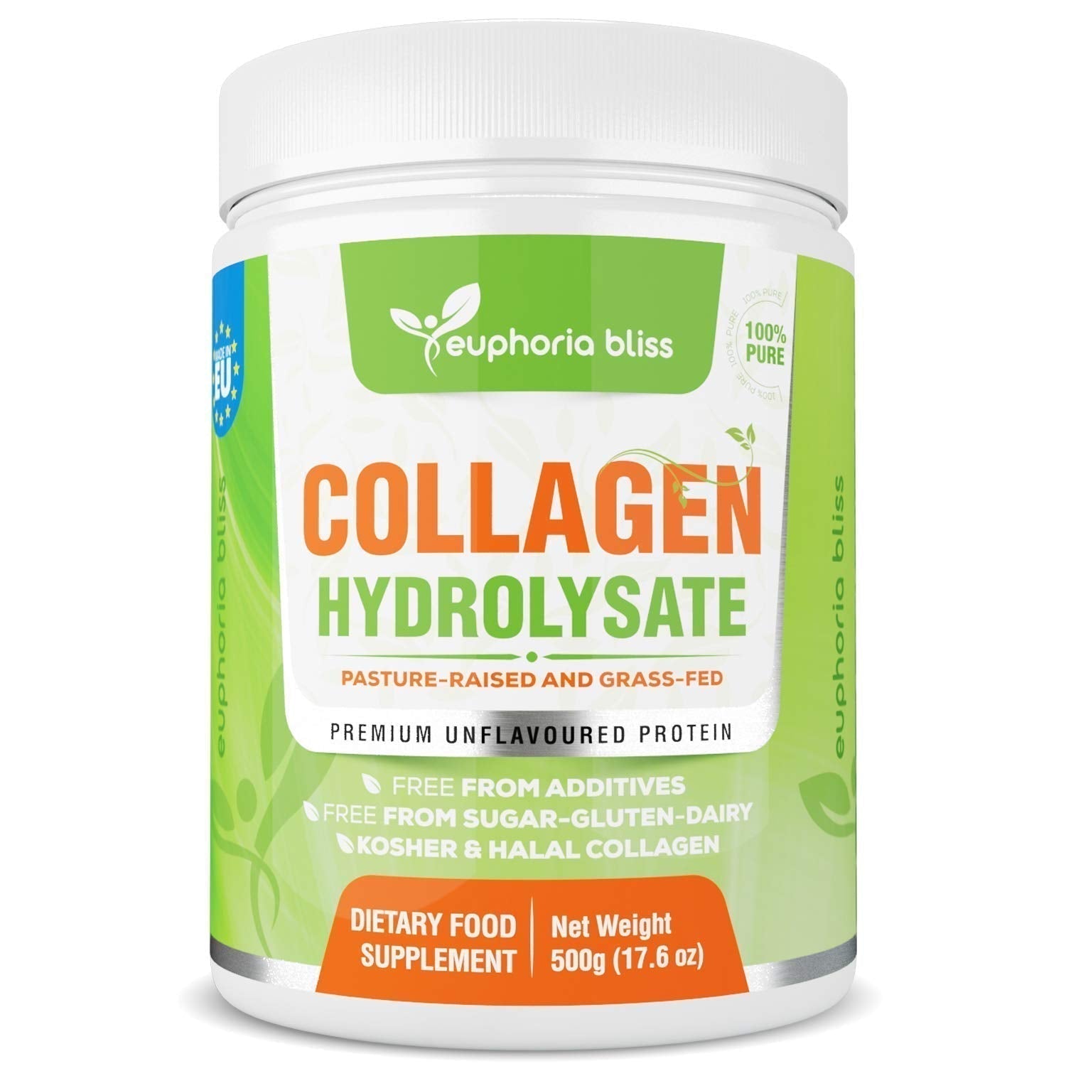 Premium Collagen Powder 500g Unflavoured High Grade Hydrolysed Collagen Joints, Bones, Gut, Wrinkles, Hair, Skin, Nails, Pain, Injury, Sleep, Fitness, Keto Euphoria Bliss uk supplements