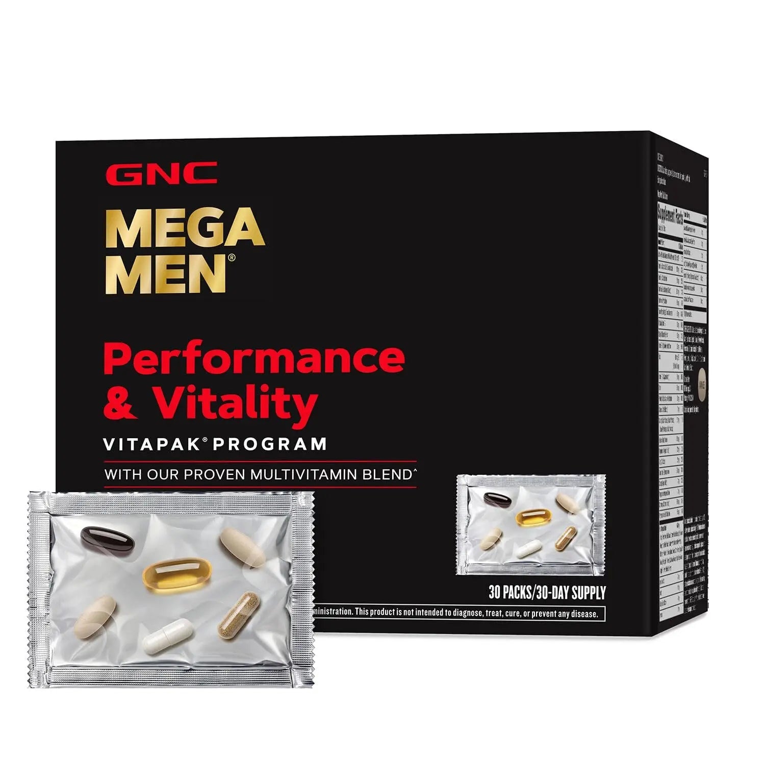 GNC Mega Men Performance and Vitality Vitapak Program, Convenient Complete Nutrition, 5 Products in 1 Packet, Circulation GNC uk supplements