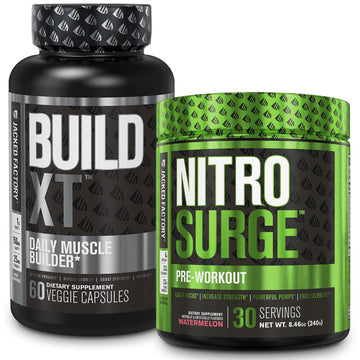 Jacked Factory Nitrosurge Pre-Workout in Watermelon & Build XT Muscle Building Bundle Jacked Factory uk supplements