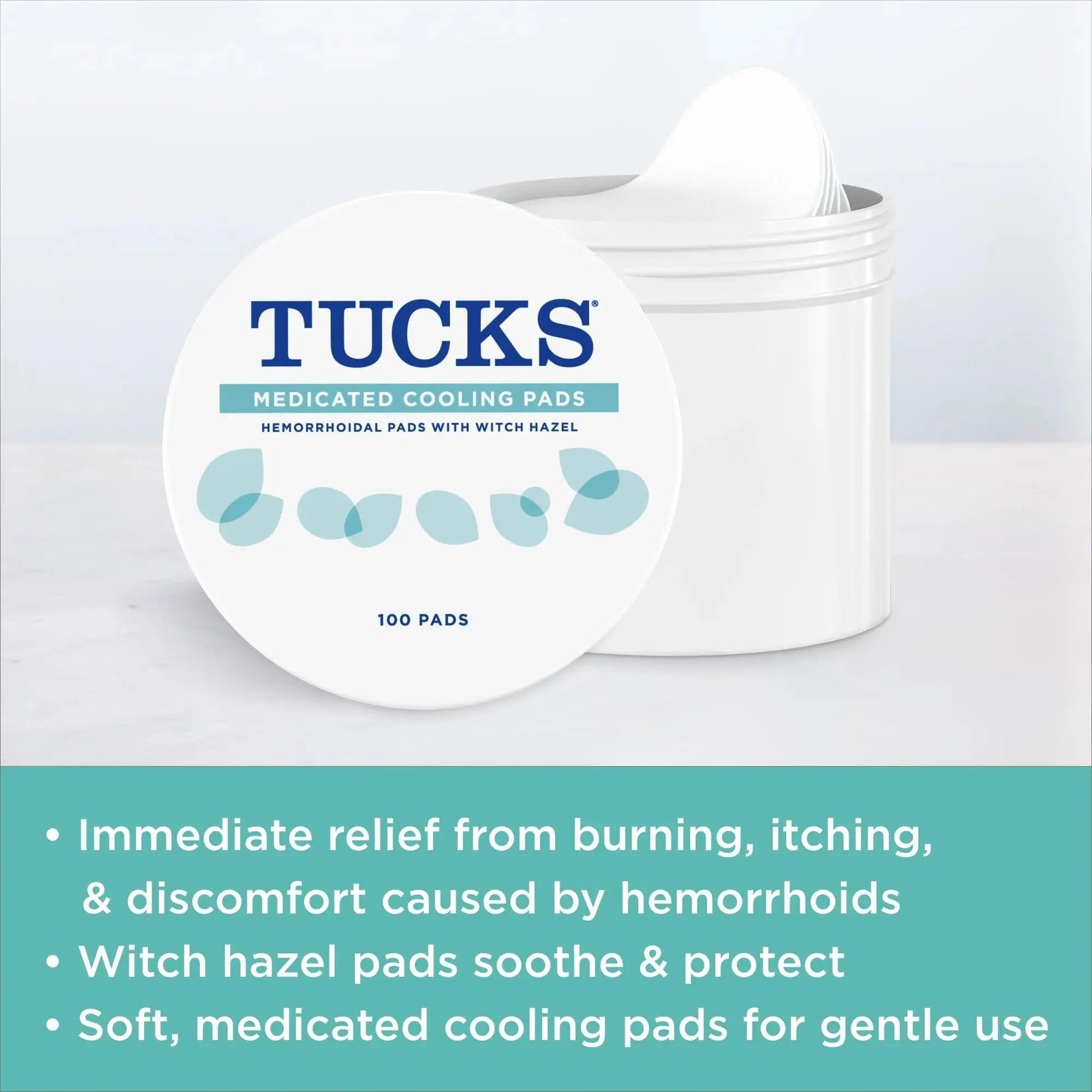 TUCKS Medicated Cooling Pads, 100 Count – Hemorrhoid Pads with Witch Hazel, Cleanses Sensitive Areas, Protects from Irritation, Hemorrhoid Treatment, Medicated Pads Used by Hospitals TUCKS uk supplements