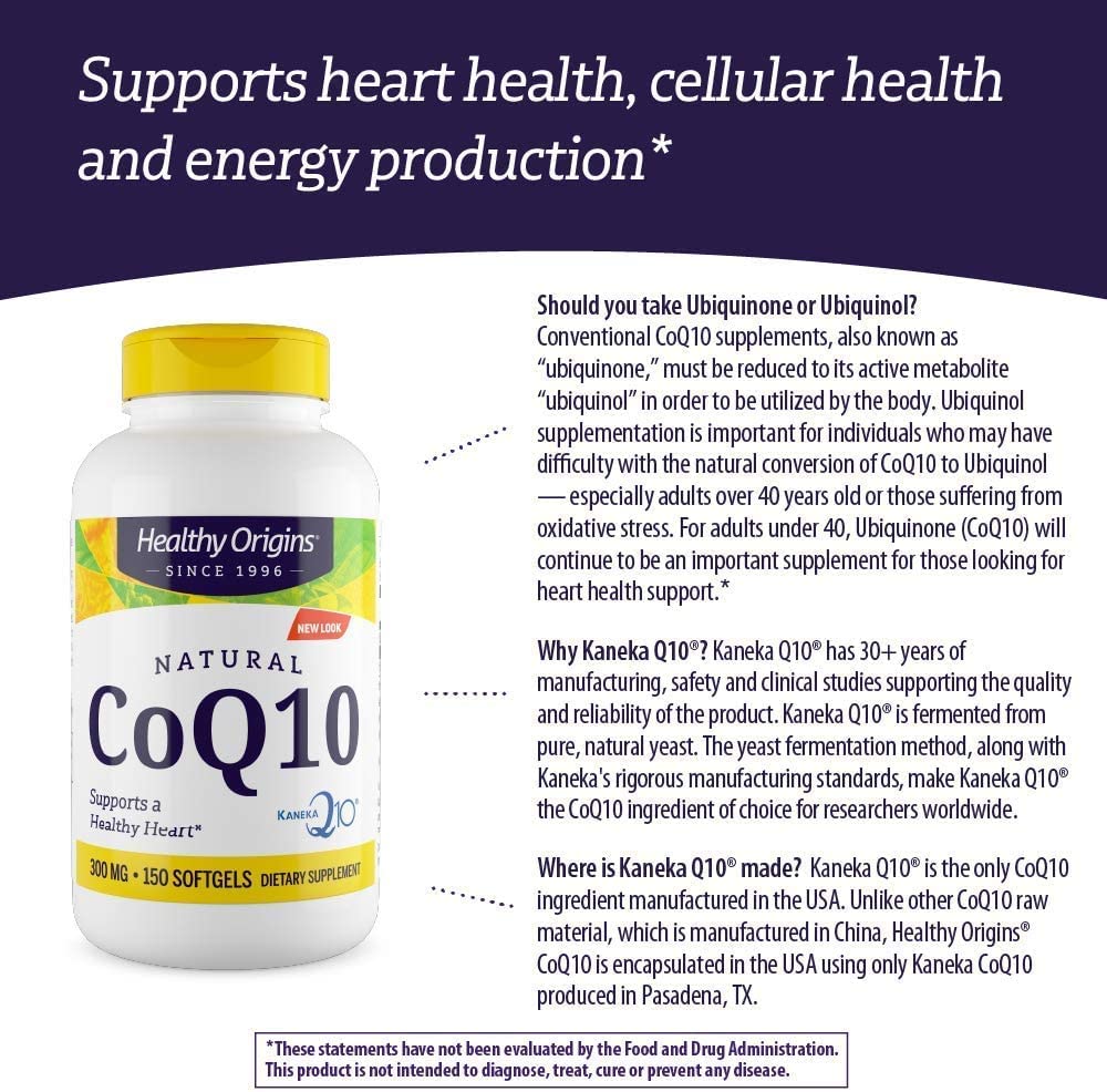 Healthy Origins CoQ10 (Kaneka Q10), 300 mg - Heart Health & Energy Supplement Healthy Origins uk supplements