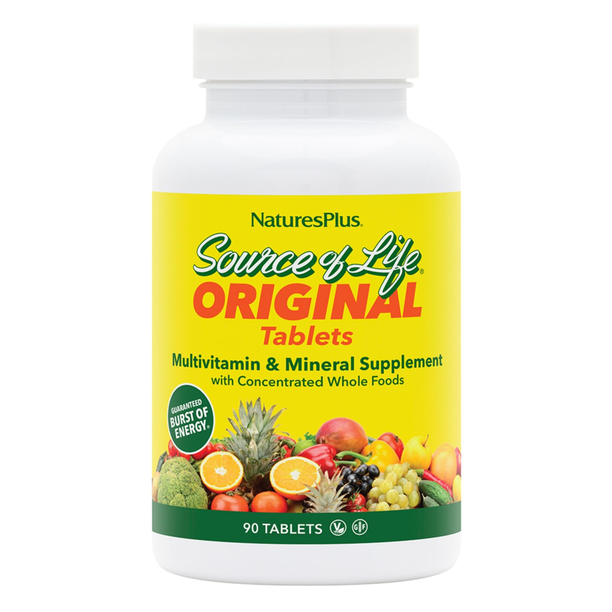 NaturesPlus Source of Life - 90 Tablets - Multivitamin & Mineral Supplement with Concentrated Whole Foods - Gluten Free, Vegetarian - 30 Servings NaturesPlus uk supplements
