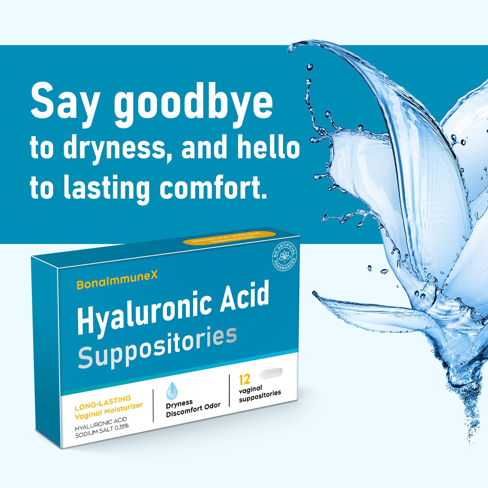 Peralpow Hyaluronic Acid Vaginal Suppositories 10 mg for Women | Vaginal Moisturizer for Dryness, Itching & Irritation | Menopause & Intimate Care with Coconut Fatty Acids | Estrogen Free, 12 Count Peralpow uk supplements