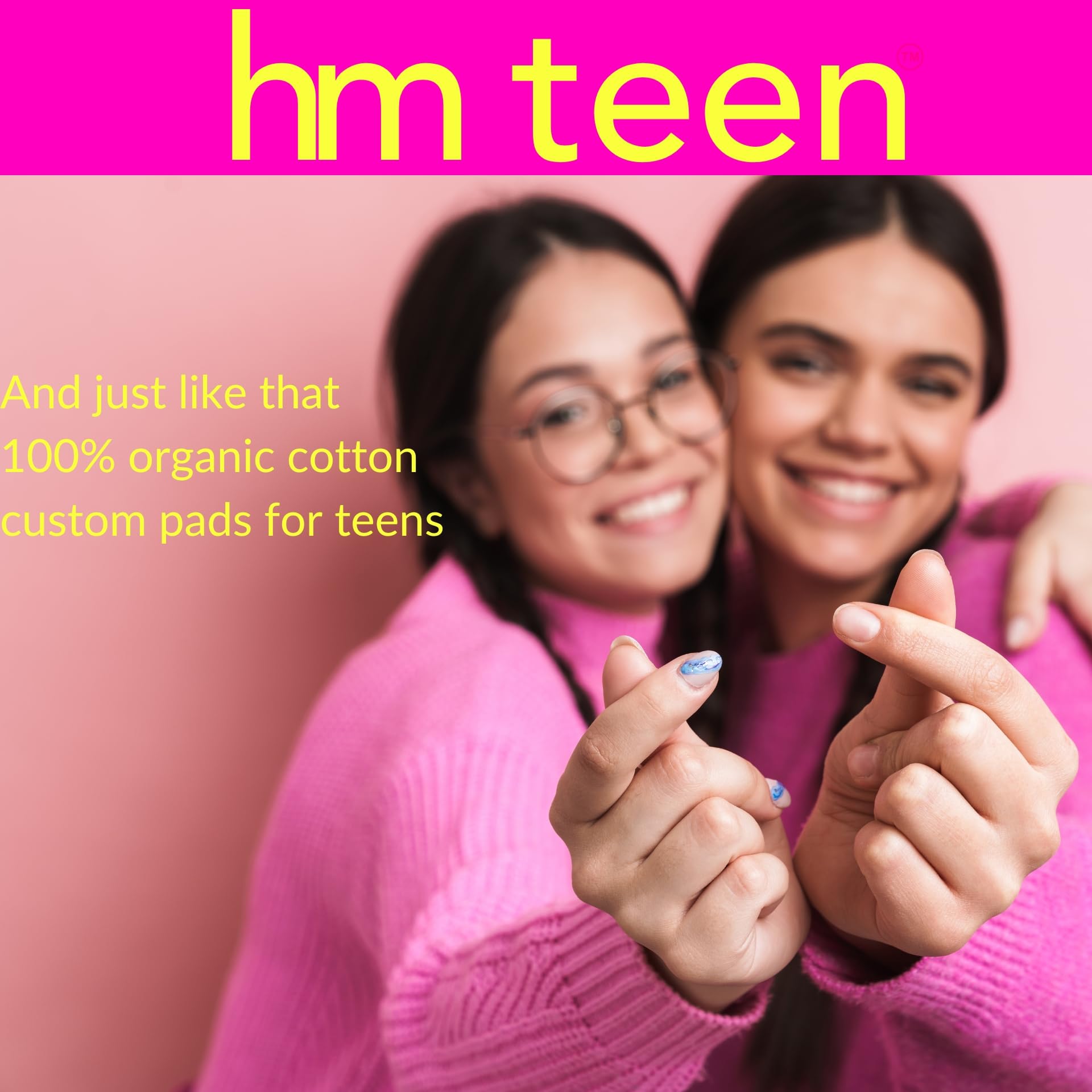 HM Teen | Pads for Teens | 100% Organic Cotton Pad Topsheet | Non Toxic Teen Pads with Wings HM Teen uk supplements
