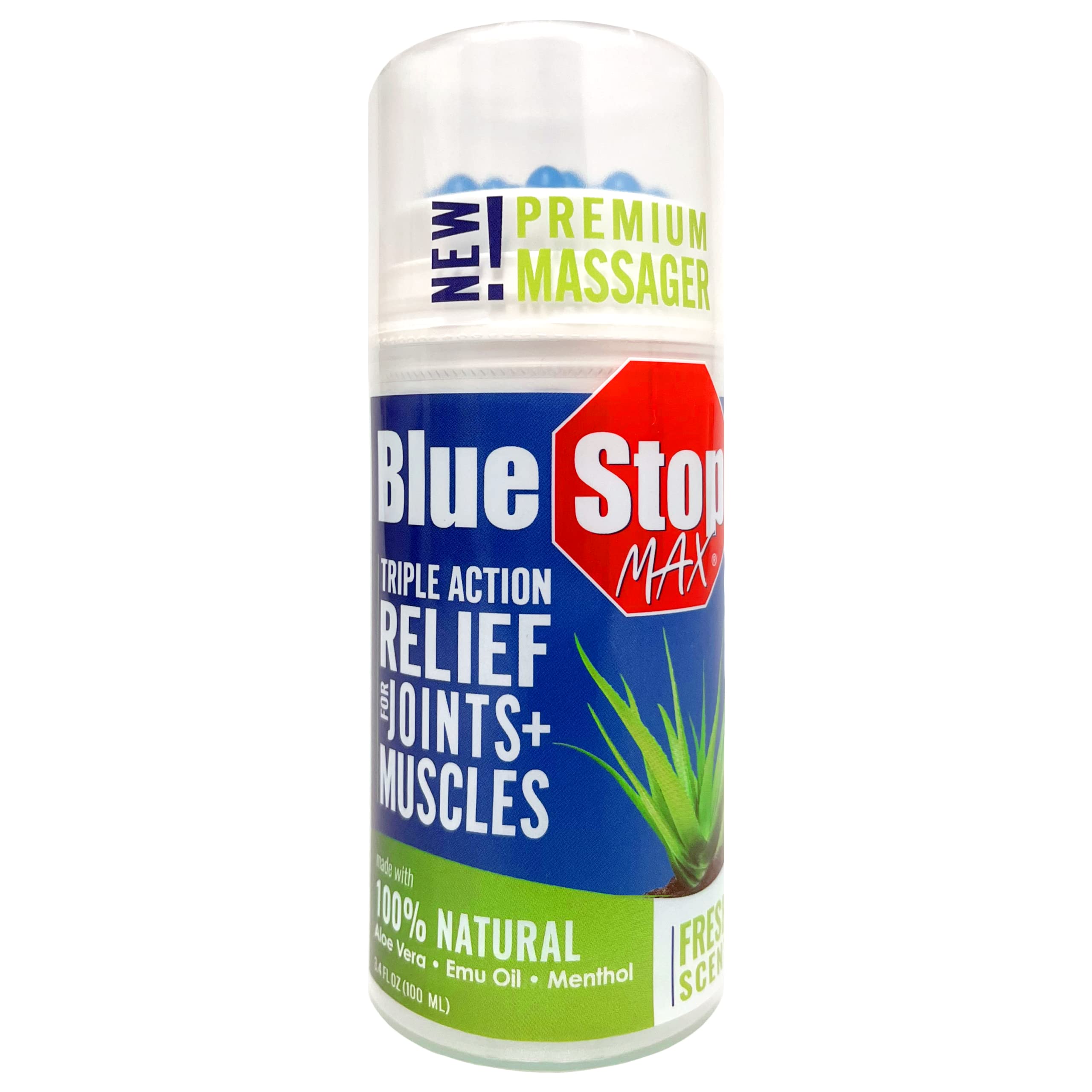 Blue Stop Max Applicator: Fast-Acting Massage Applicator for Sports Cream, Elbow Relief, Performance Roll On for Muscle & Joint Soreness - Convenient Relief for Active Individuals, 1 Pack of 3.4 Oz Blue Stop Max uk supplements