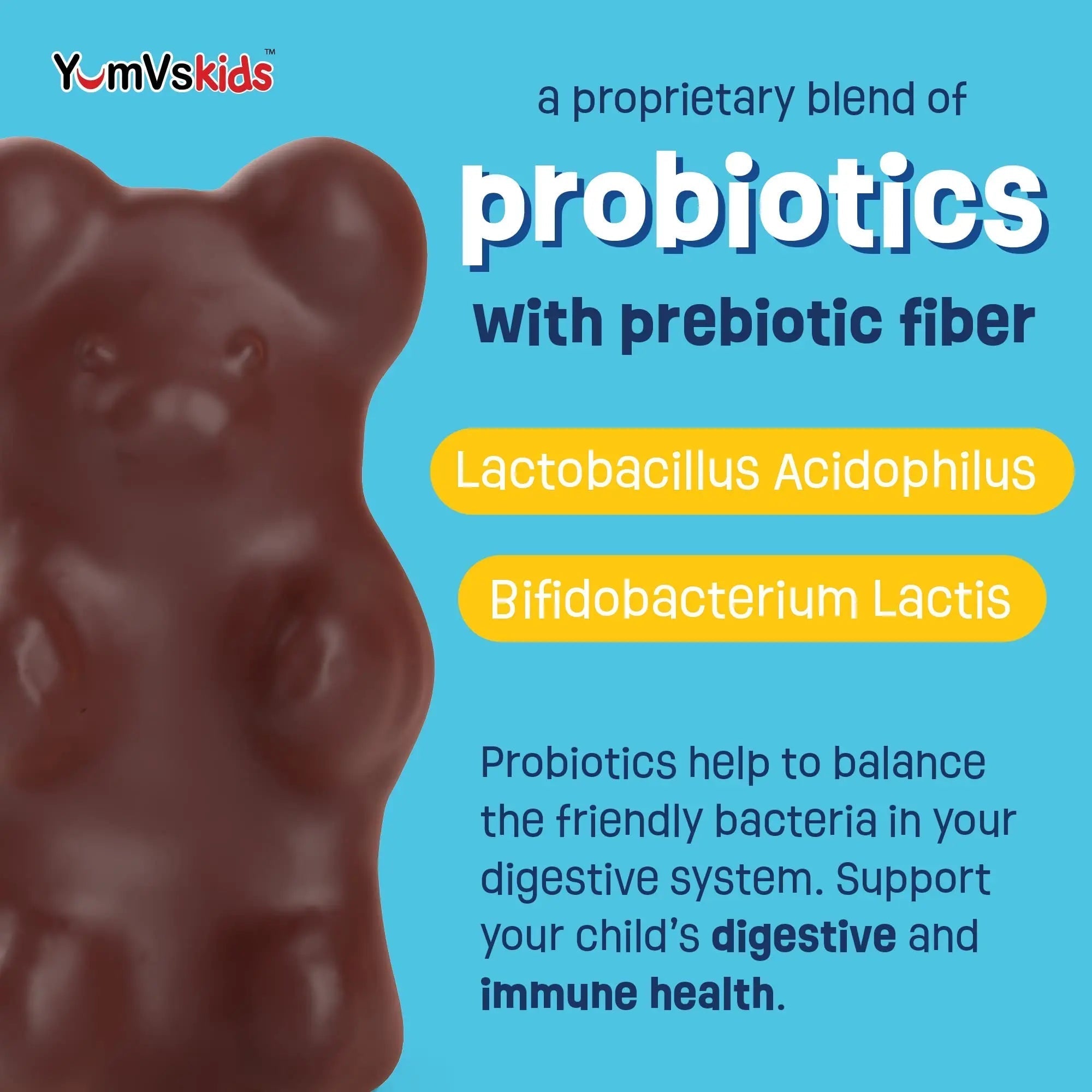 YUM-V'S Probiotics & Multivitamin Bundle for Kids – Probiotic with Prebiotic Fiber Chocolate Bears + Multivitamin & Multimineral with Iron Chewables – Digestive, Immune & Overall Health Support YUM-V'S uk supplements