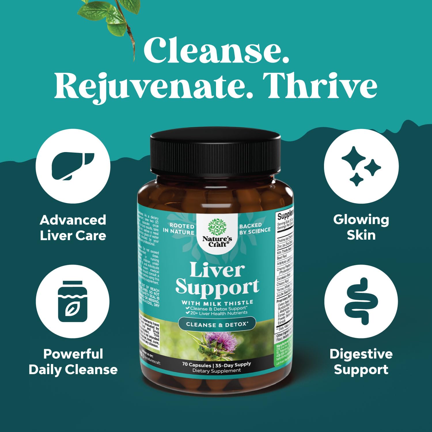 Liver Cleanse Detox & Repair Formula - Herbal Liver Support Supplement Natures Craft uk supplements