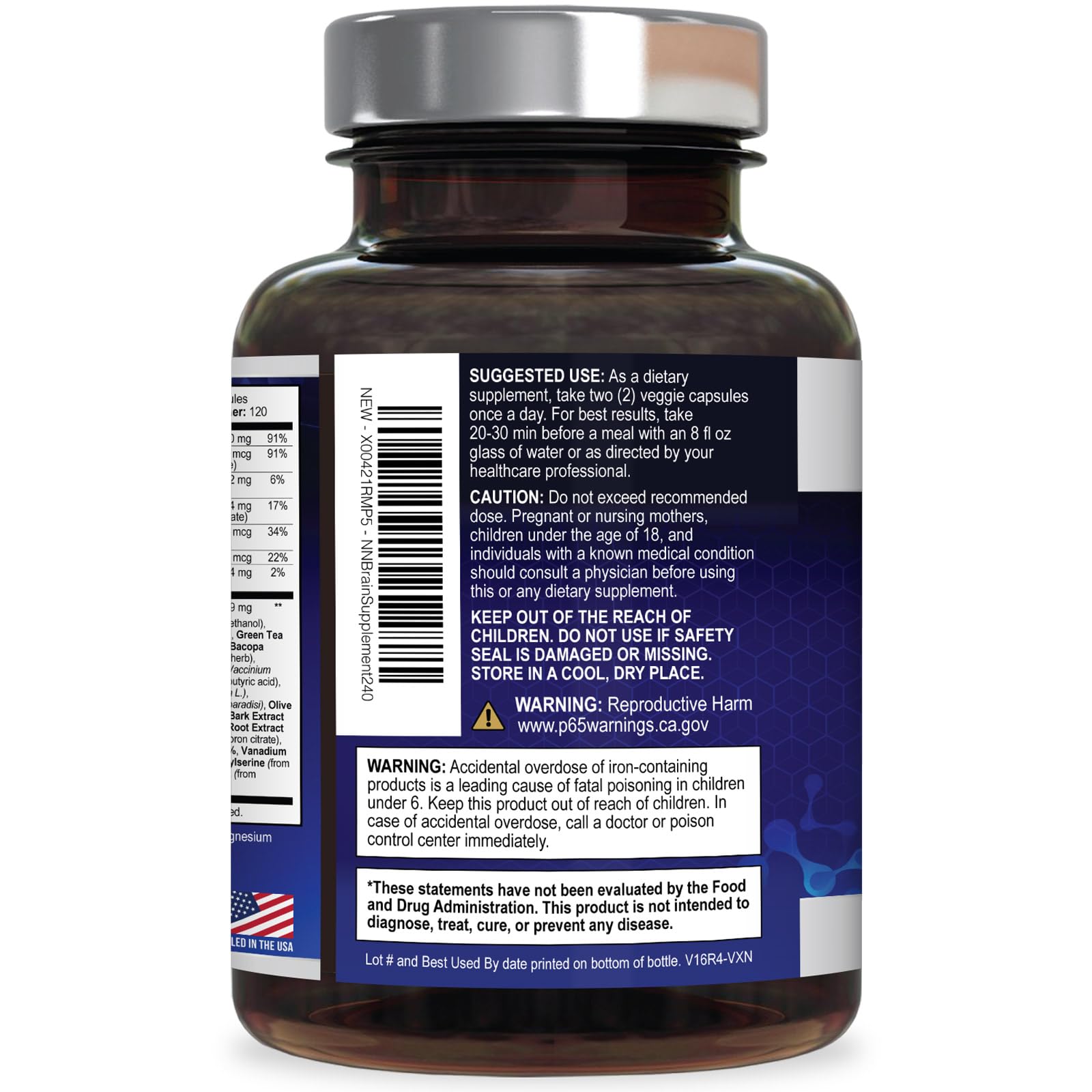 Brain Memory Supplement Pills - 3X Strength Nootropics for Concentration, Clarity & Focus Support - Brain Health Cognitive Vitamins with Bacopa, Phosphatidylserine & DMAE, Brain Booster - 240 Capsules Nature's Nutrition uk supplements