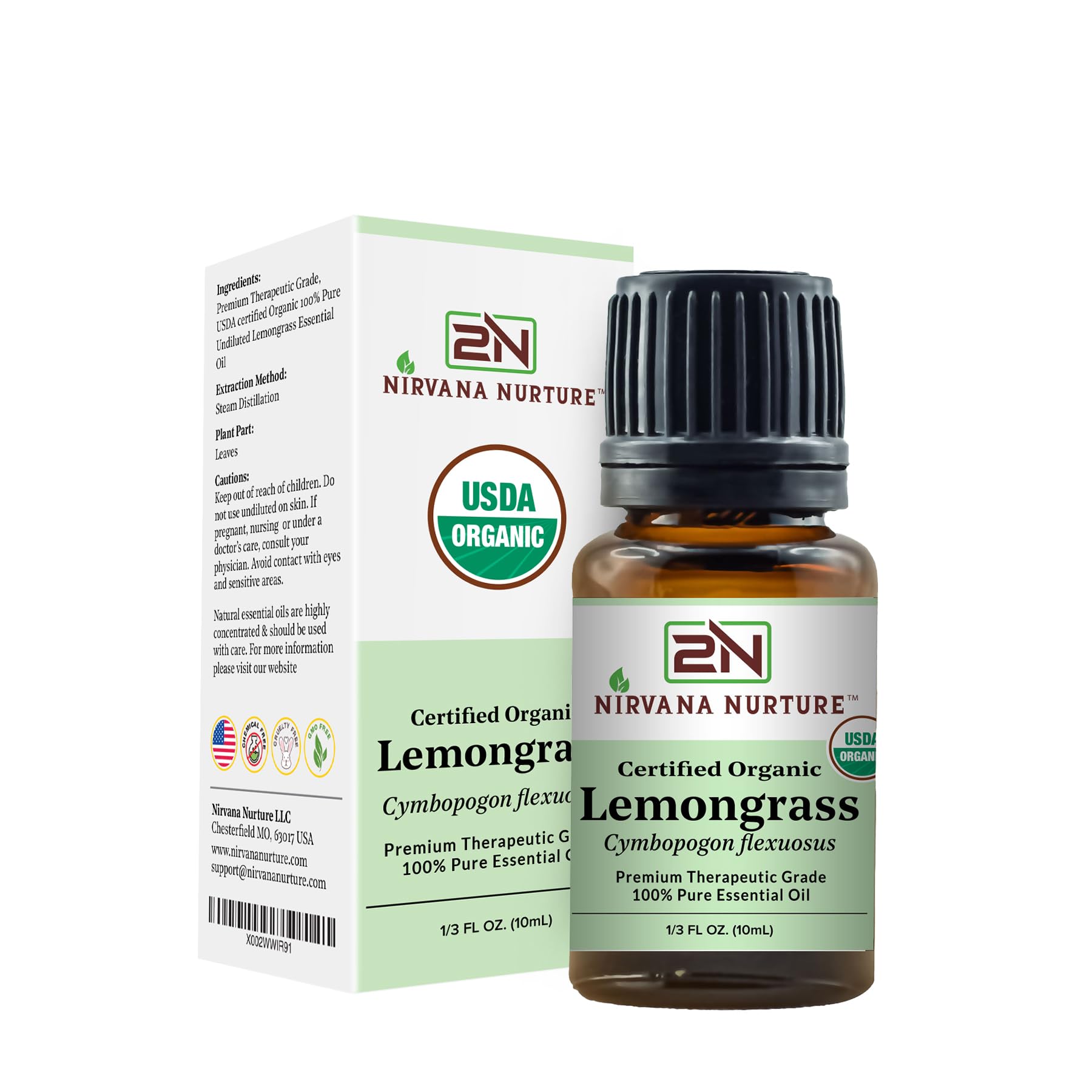 Nirvana Nurture Lemongrass Essential Oil USDA Certified Organic 100% Pure Premium Therapeutic Grade Nirvana Nurture uk supplements