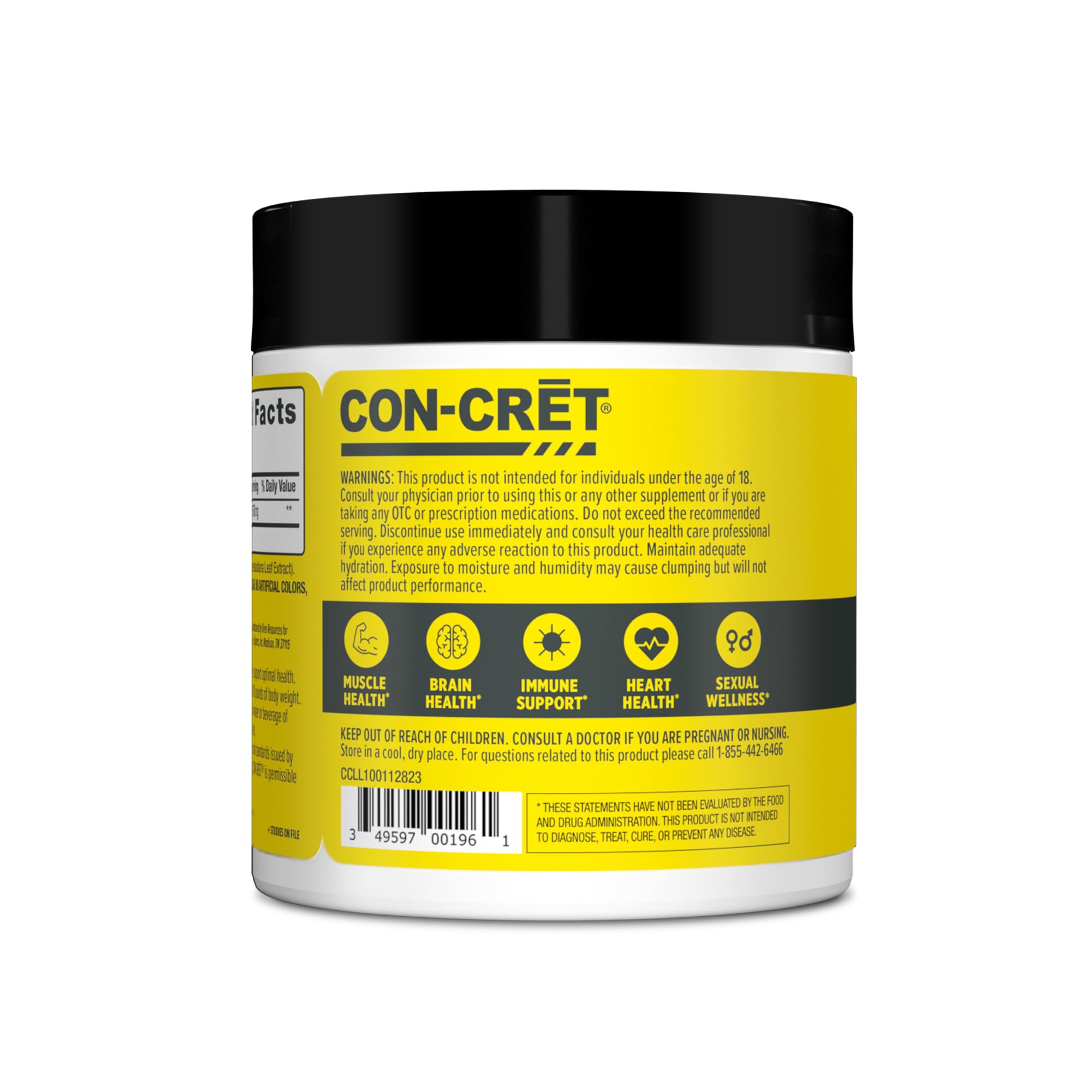 CON-CRET Creatine HCl Powder | Muscle, Cognitive, Cellular Energy Support | No Bloating or Cramps | USA Made & NSF Certified | Unflavored (100 Serving) CON-CRET uk supplements