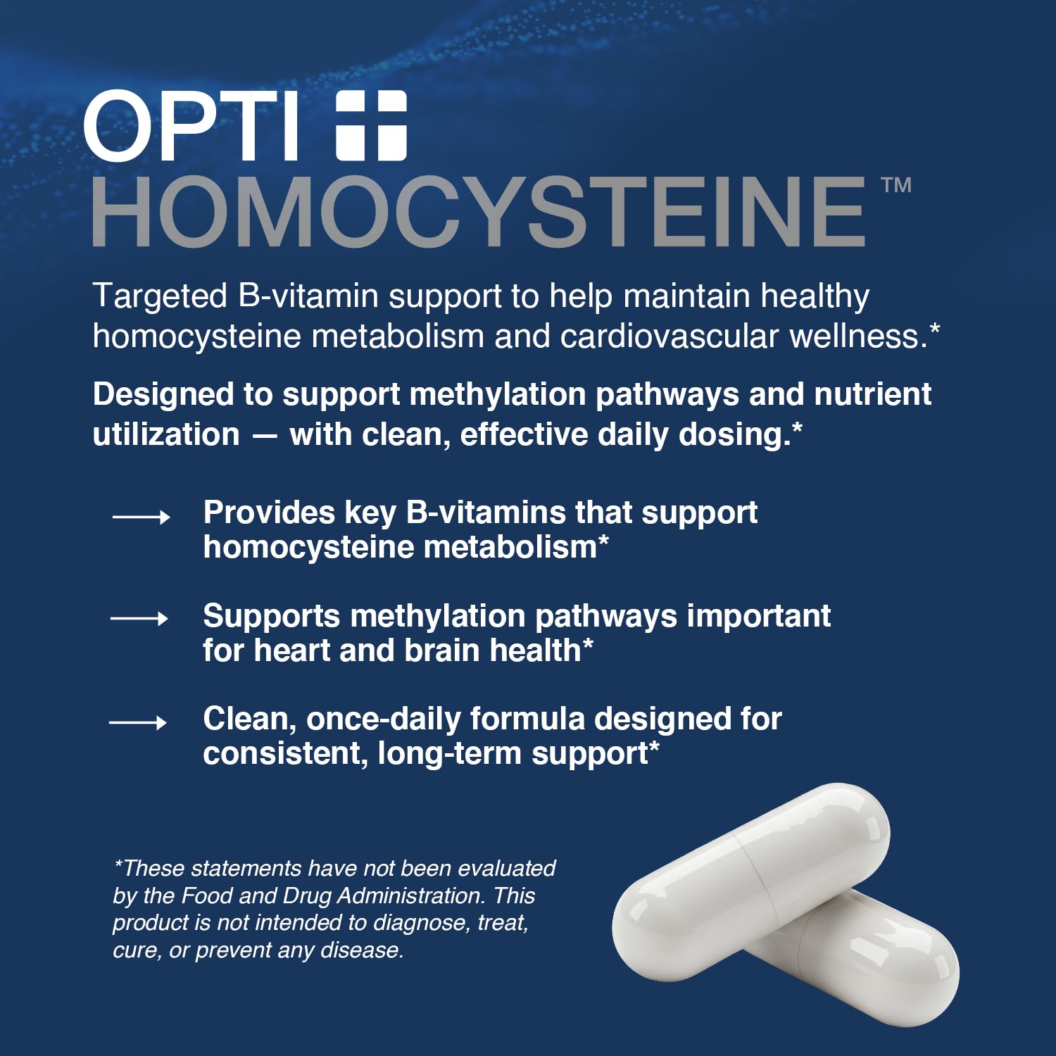 Opti + Homocysteine Capsules | Daily Brain and Heart Health Supplements* | Brain Supplement with Methylcobalamin & Methylfolate | 60 capsules/30 Servings Opti + Life uk supplements