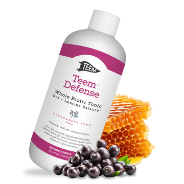 Teem Defense Liquid Probiotic with Elderberry, Whole Biotic Tonic for Digestion & Immunity, Prebiotic Probiotic & Postbiotic Supplement for Kids and Adults, 30 Day Supply – 16.3 Fl.Oz Teem uk supplements