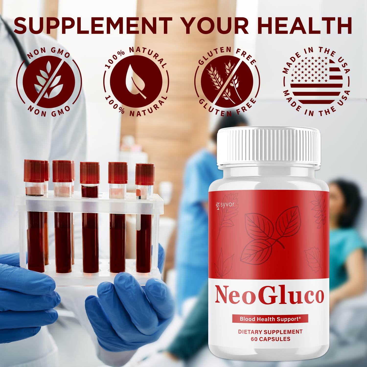 NeoGluco Capsules, Official NeoGluco Glycogen Support Pills with All Natural Ingredients, Advanced Formula Health Supplement with Maximum Strength Premium Vitamins for Women & Men (60 Capsules) Syvor uk supplements