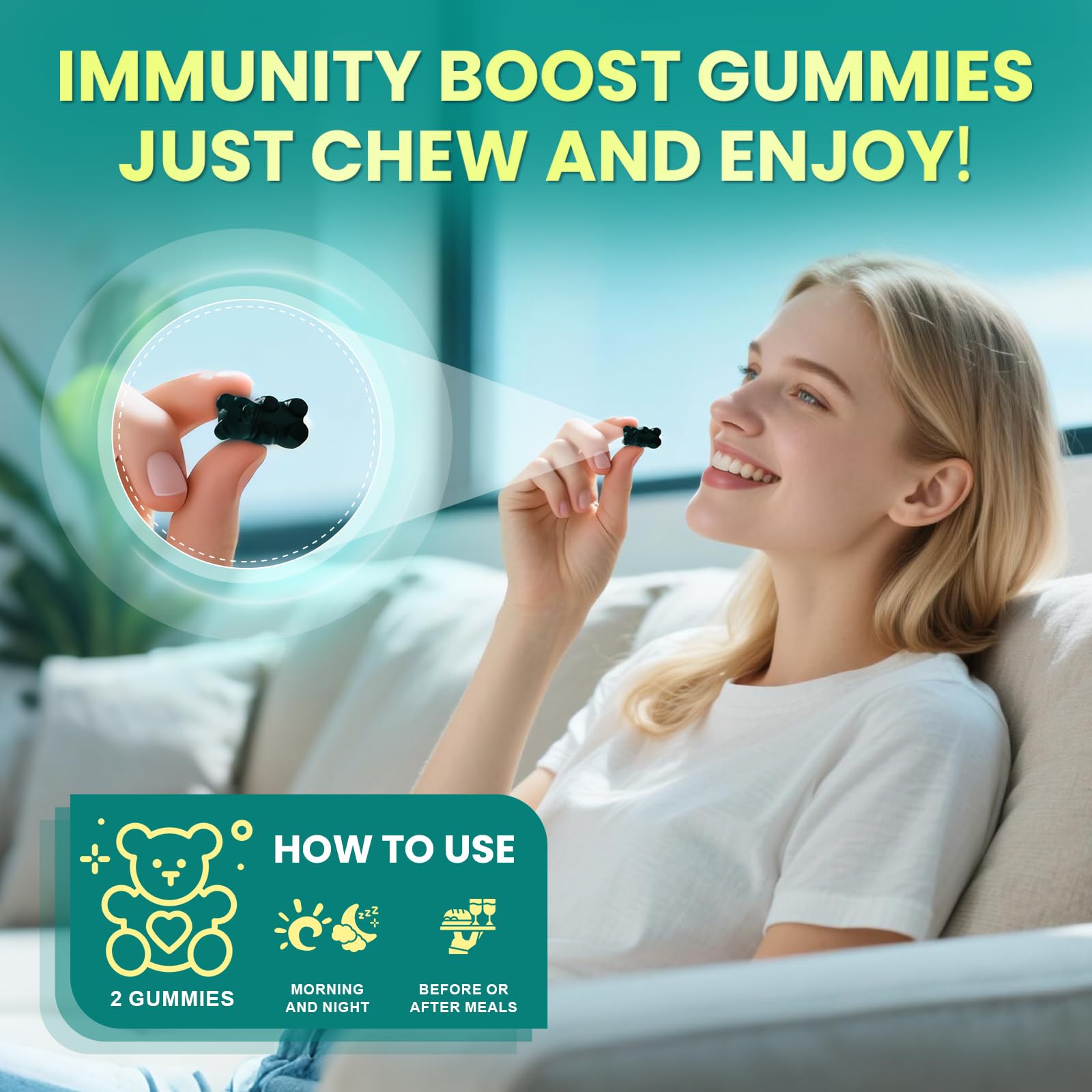 Sea Moss Gummies with Ashwagandha & Chlorophyll, Immune, Digestive and Gut Detox Support, Powered by Black Seed Oil, Vitamin C, Vitamin D & Magnesium, GMO, Vegan, Apple Flavor, 60 SeaMoss Gummies B BEWORTHS uk supplements