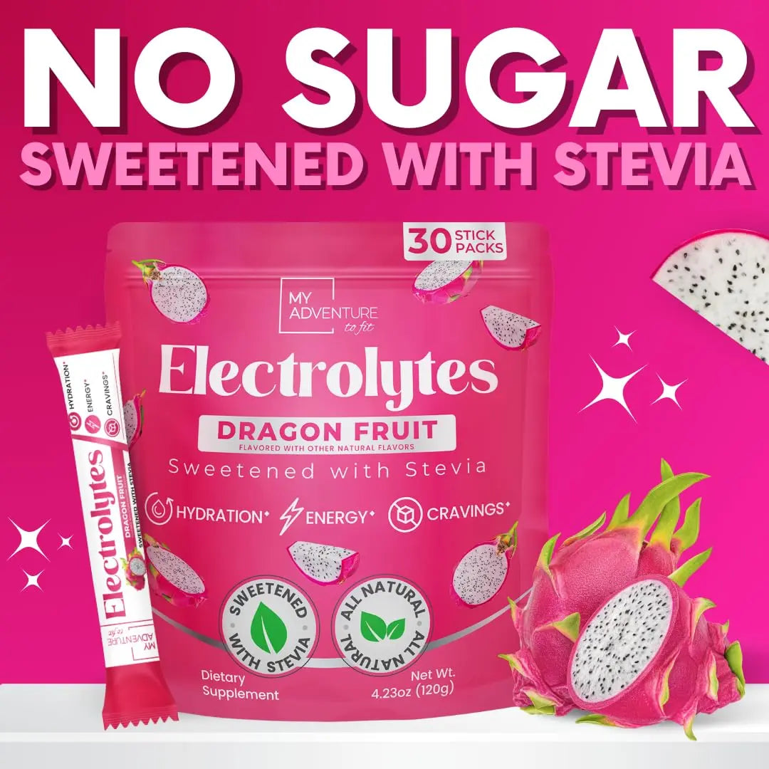 Zero Sugar Dragon Fruit Electrolytes Sticks - Refreshing Hydration - Caffeine Free Energy with Natural Ingredients - Vegan, Keto & Paleo My Adventure to Fit uk supplements