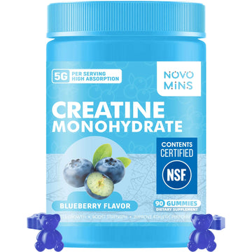 novomins Creatine Monohydrate Gummies 5000mg for Men & Women, Chewables Creatine Monohydrate for Muscle Strength, Muscle Builder, Energy Boost, Pre-Workout Supplement novomins uk supplements