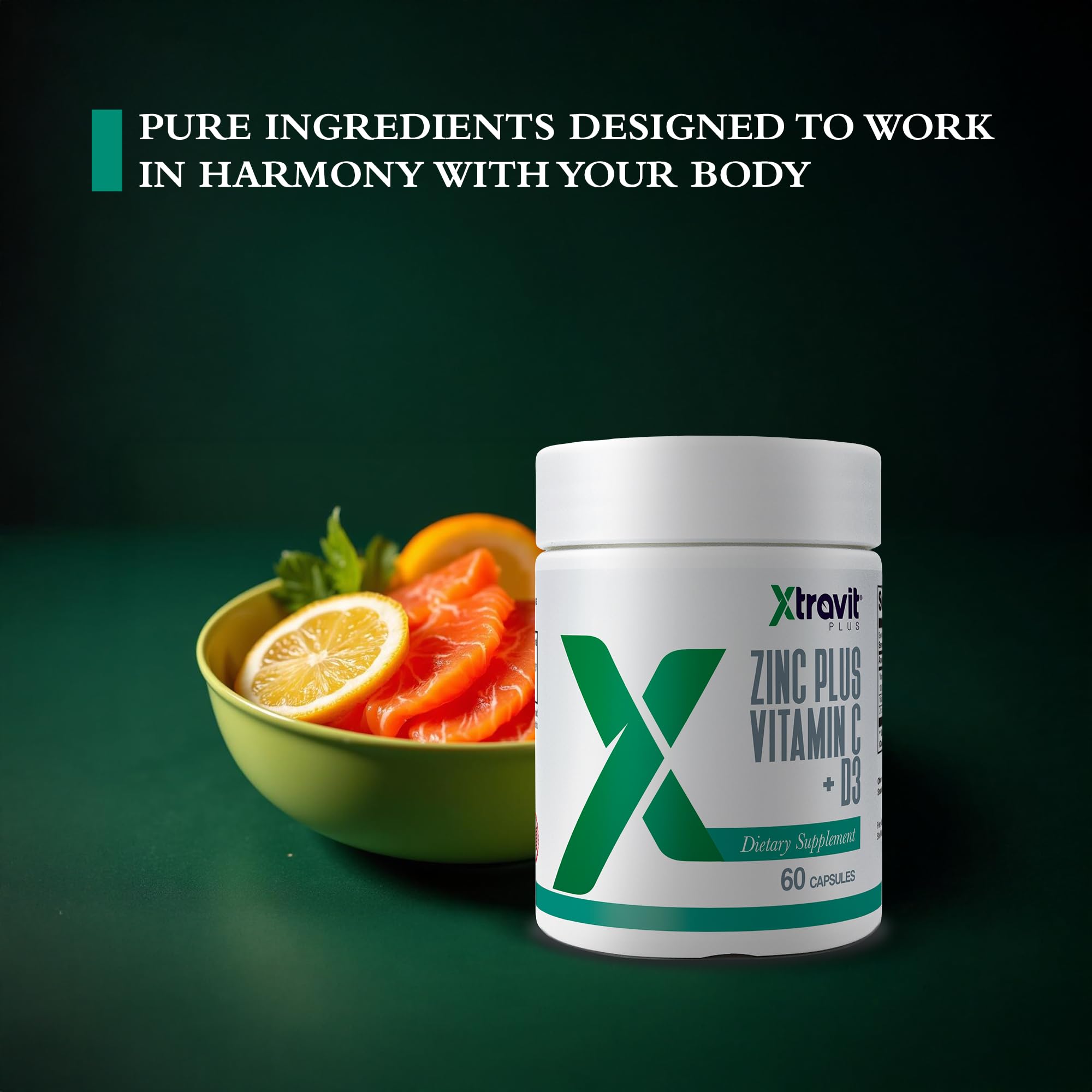 Xtravit Zinc Plus Vitamin C + D3 Supplement – Natural Immune Defense Supplements for Men & Women - May Support Skin, Energy, Bones, & Overall Wellness - Non-GMO, Gluten-Free, No Fillers, 60 Capsules Xtravit uk supplements