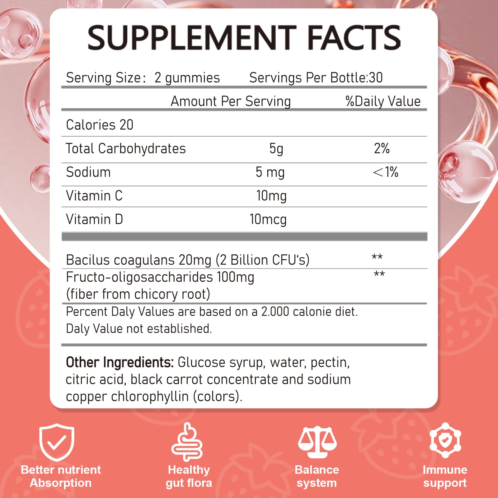 Vikaywoo Probiotic Fiber Gummies for Adults, No Sugar Added Strawberry Flavor– 2 Billion CFUs –Vitamin C,Vitamin D–Digestive Health & Regularity Support(120 Count) Vikaywoo uk supplements