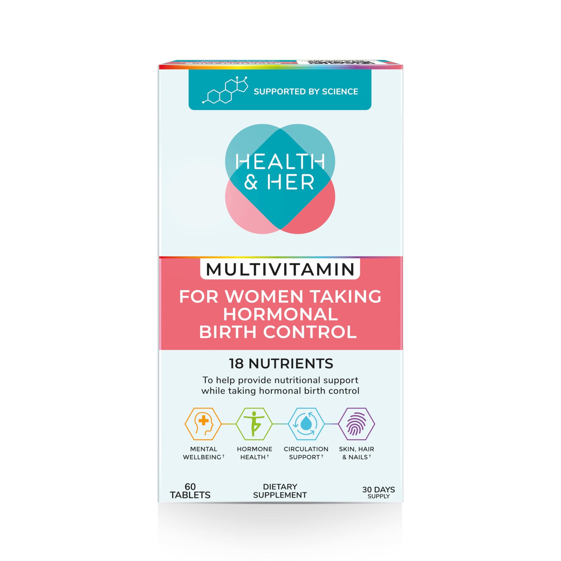 Health & Her Multivitamin Supplement for Women Taking Birth Control - Nutrition Support - 1 Month Supply, 60 Tablets - Vegan & Gluten Free Health and Her uk supplements