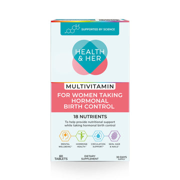 Health & Her Multivitamin Supplement for Women Taking Birth Control - Nutrition Support - 1 Month Supply, 60 Tablets - Vegan & Gluten Free Health and Her uk supplements