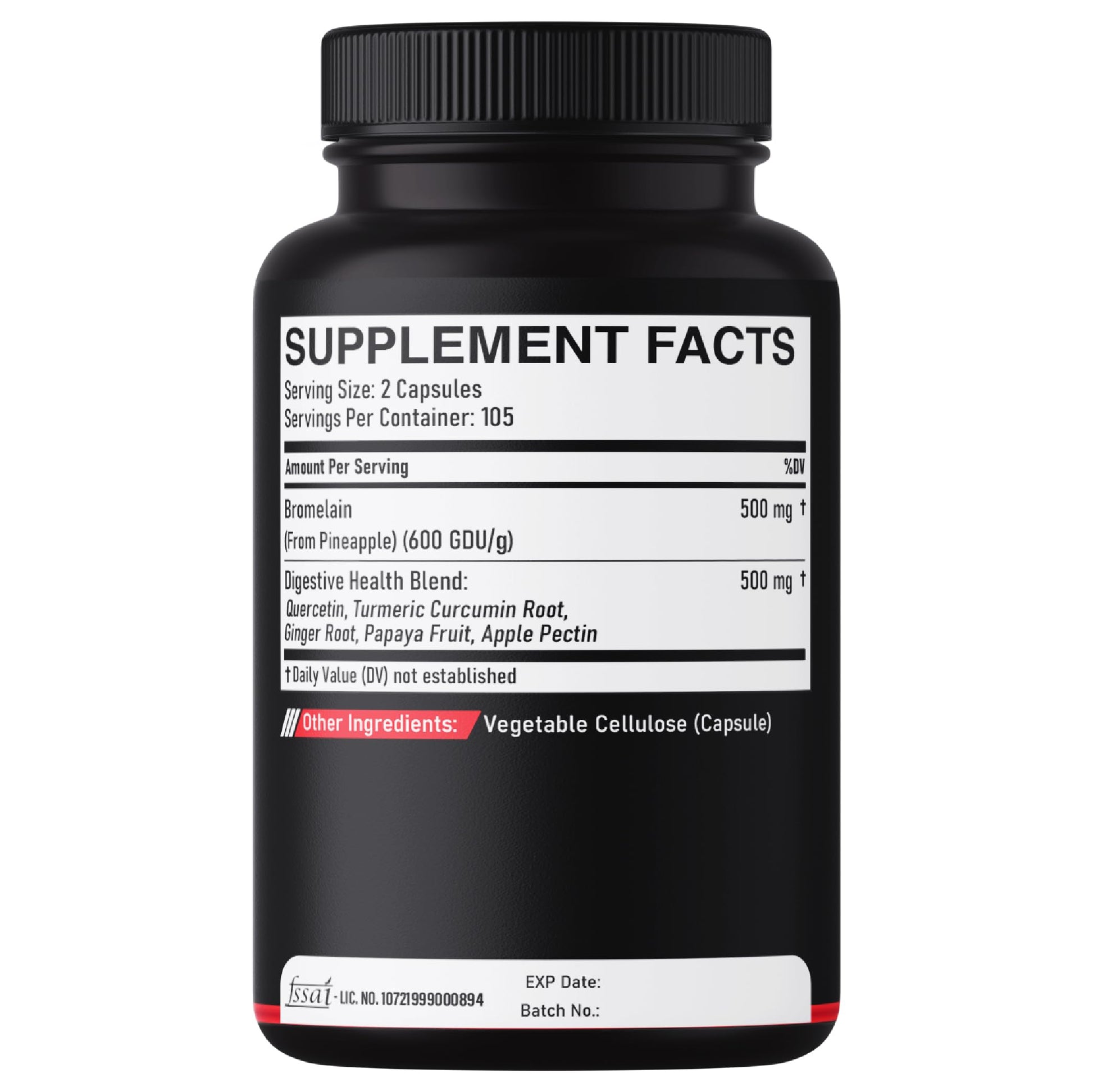 DEDICAD 6in1 Bromelain 500mg Supplement - 1000mg per Serving - 210 Capsules with Digestive Health Blend as Quercetin, Ginger, Turmeric, Papaya - Support Overall Health, Digestion & Immune System DEDICAD uk supplements