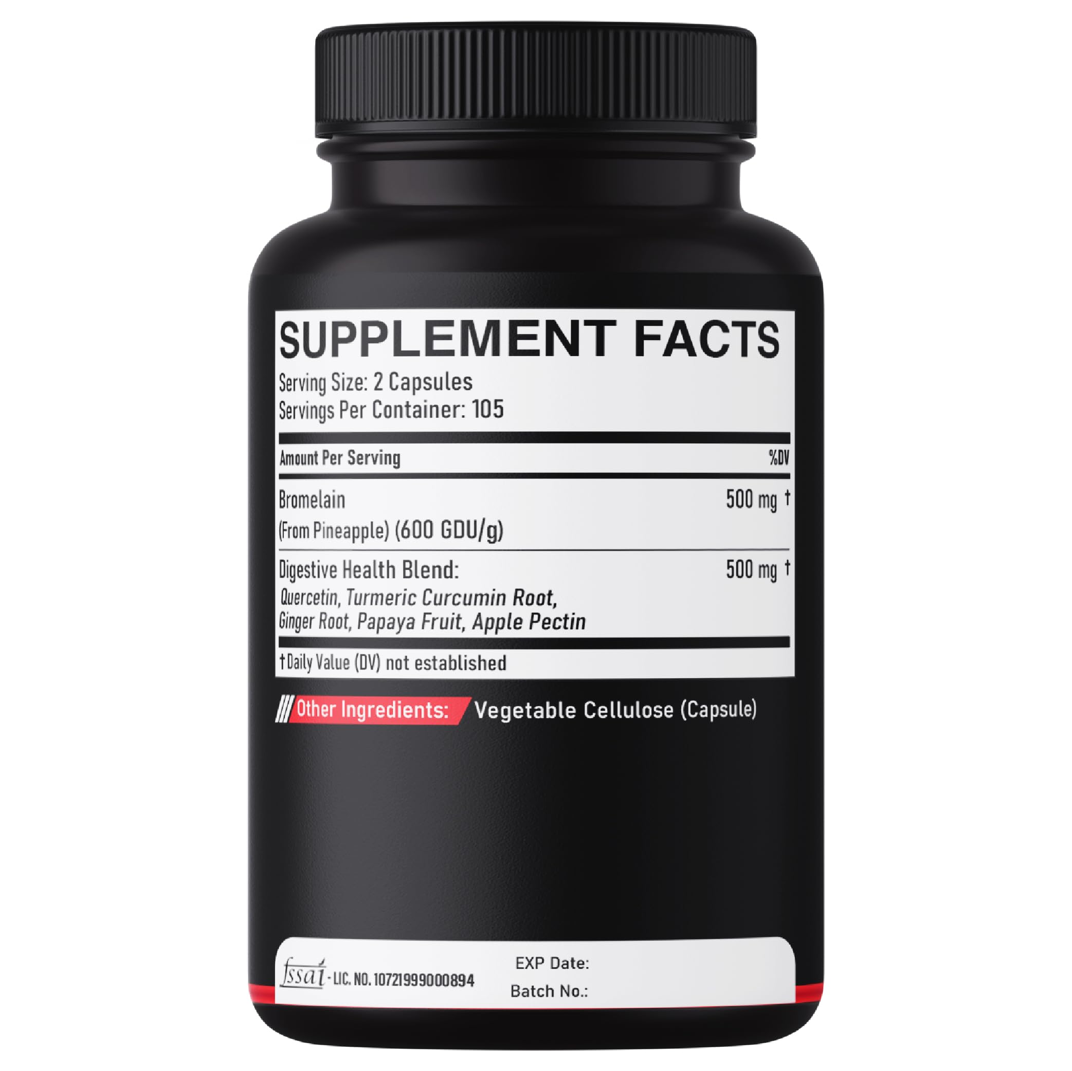 DEDICAD 6in1 Bromelain 500mg Supplement - 1000mg per Serving - 210 Capsules with Digestive Health Blend as Quercetin, Ginger, Turmeric, Papaya - Support Overall Health, Digestion & Immune System DEDICAD uk supplements