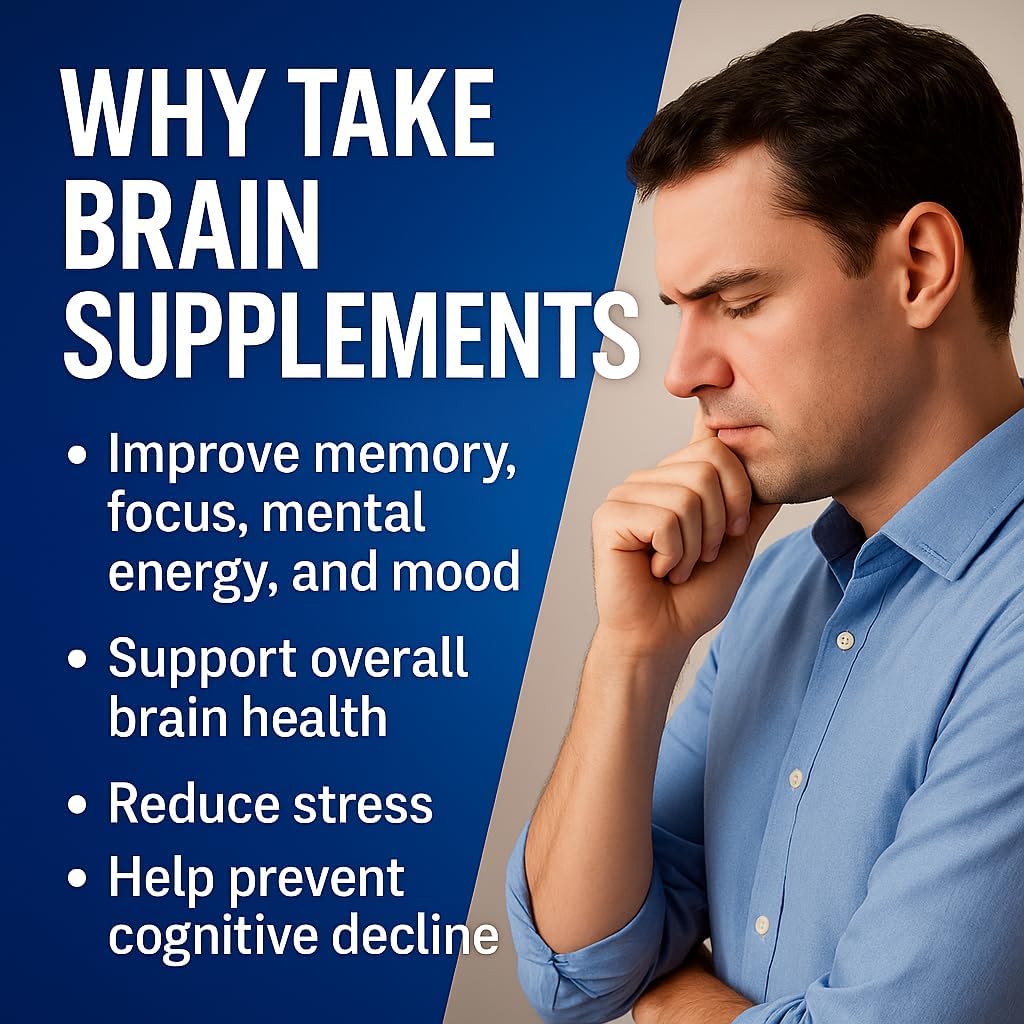 Ageless Brain Supplements for Memory and Focus 1000 MG | Cognitive Improvement | Formulated with Clinically Studied Ingredients | Support Mental Clarity & Neuro Health | Vitamin B6, B12, 60 Capsules Ageless Foundation Laboratories uk supplements