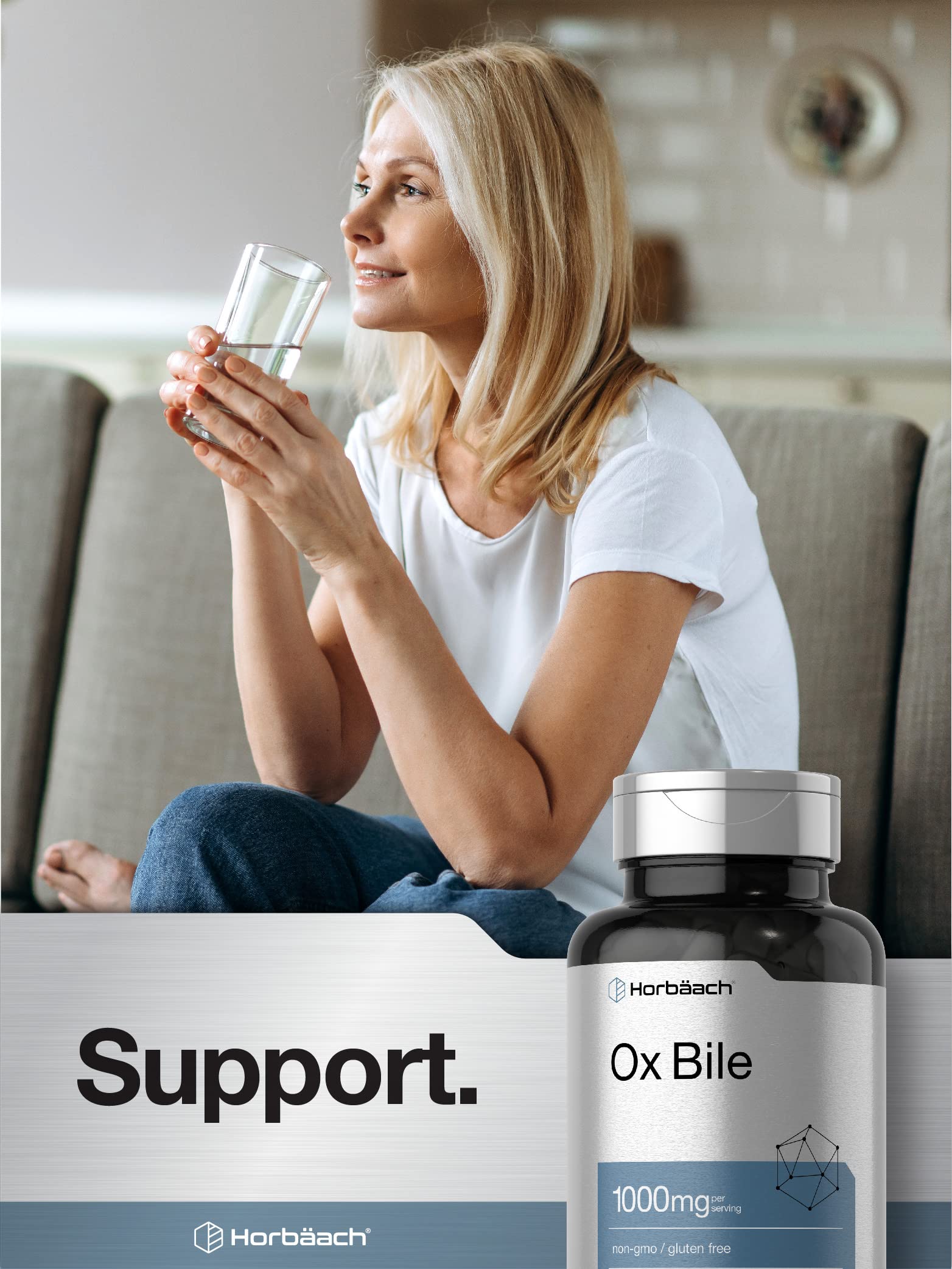 Ox Bile 1000 mg 100 Capsules | Digestive Enzymes Supplement | Non-GMO & Gluten Free Horbäach uk supplements
