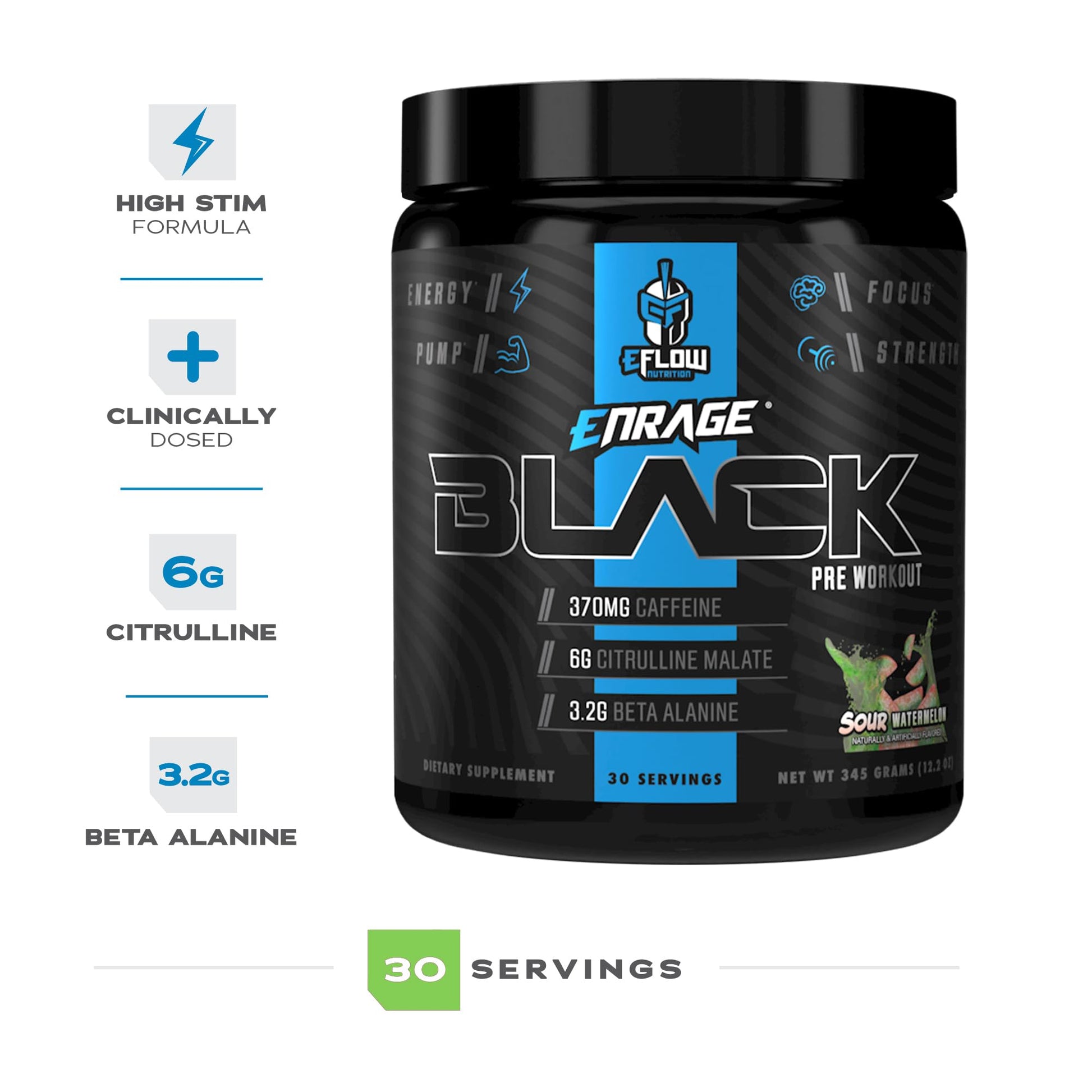 eFlow Nutrition Enrage Black High Stimulant Pre Workout Supplement - Preworkout Powder eFlow Nutrition uk supplements