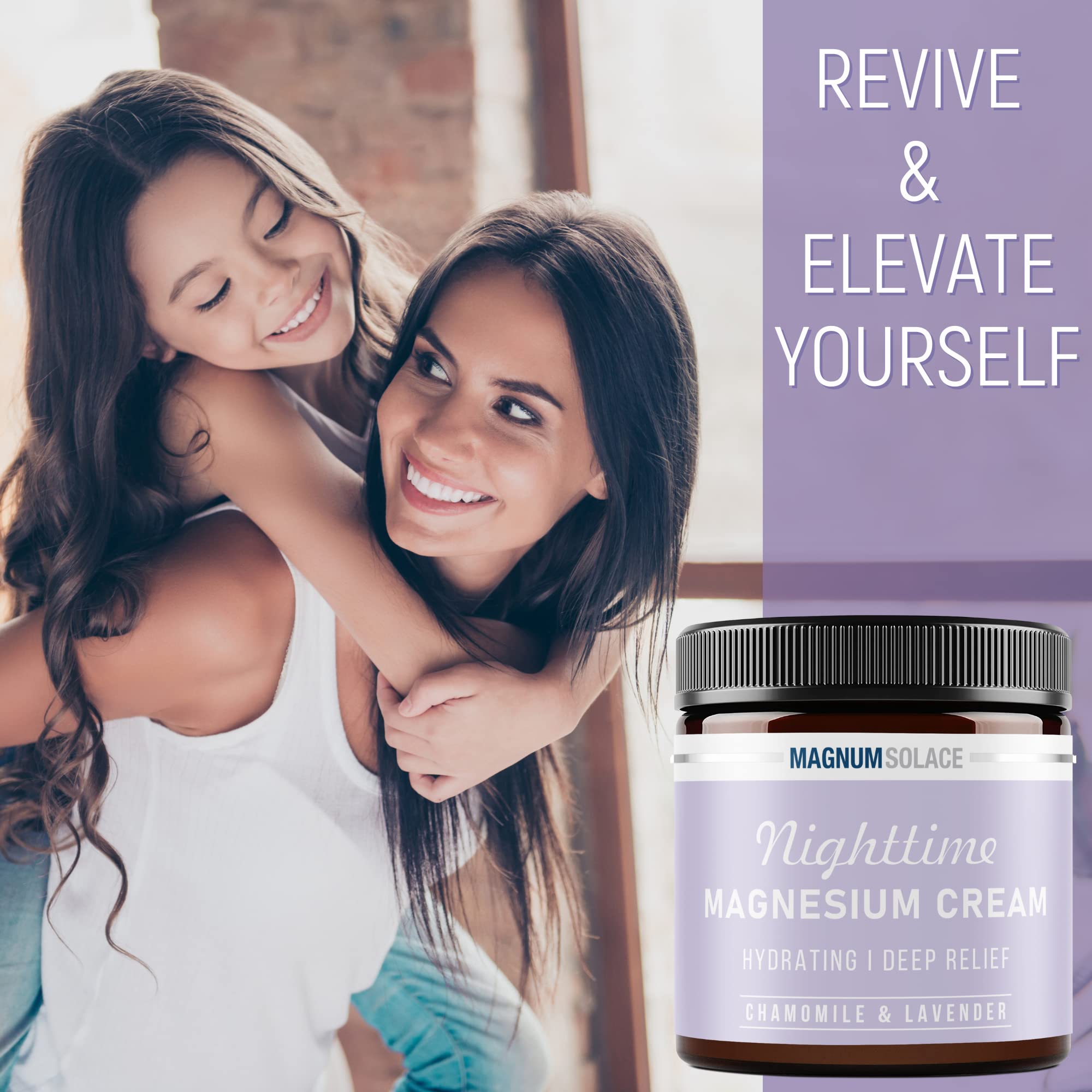 Magnum Solace Magnesium Lotion – Nighttime Magnesium Cream – Apply to Legs, Arms or Chest - Topical Magnesium Chloride – USA Made and Safe for Kids (Chamomile Lavender) Magnum Solace uk supplements