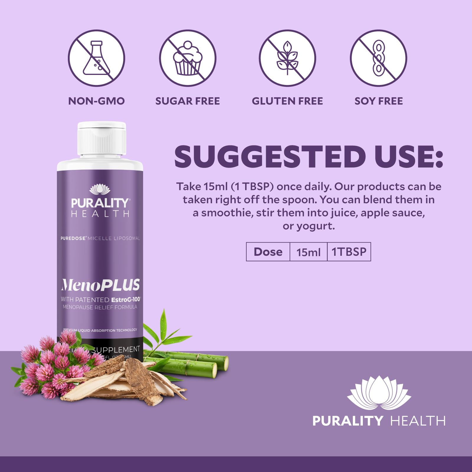 PURALITY HEALTH MenoPLUS Liposomal Menopause Supplement for Women | EstroG-100®, Vitamins D3, B6, B12 & K2 | Iodine | Hormonal Balance & Mood Support PURALITY HEALTH uk supplements