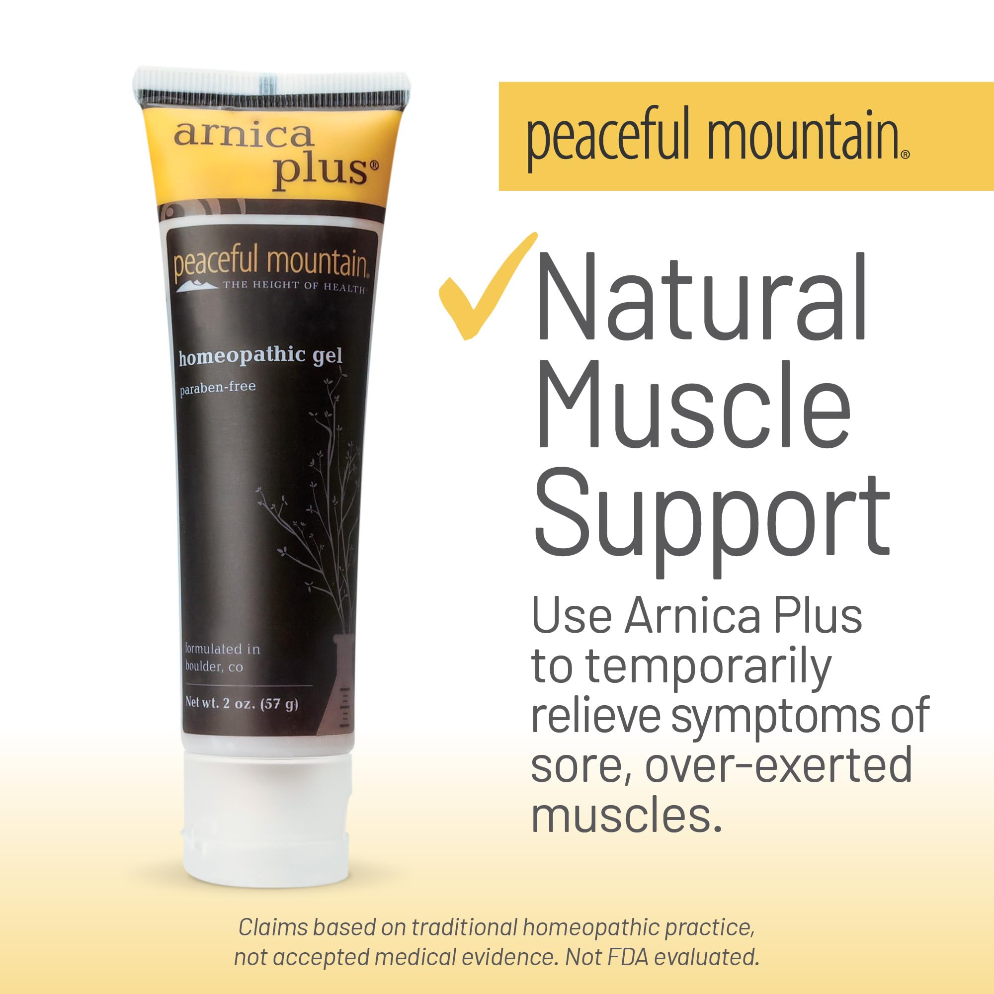 Peaceful Mountain Arnica Plus Homeopathic Gel - Natural Homeopthic Gel for Sore or cramping Muscles - 2oz Peaceful Mountain uk supplements