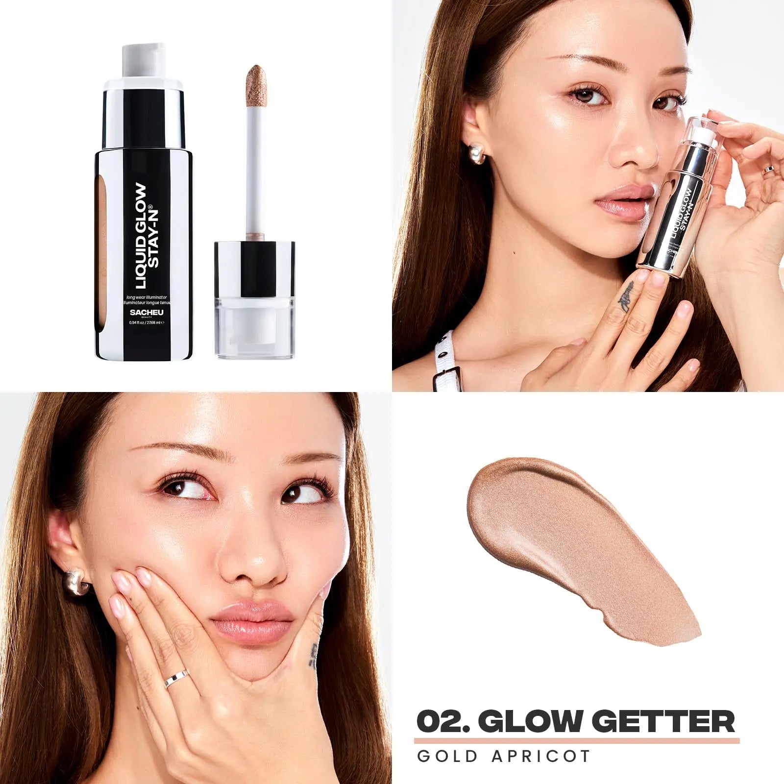 Sacheu Liquid Glow STAY-N Liquid Highlighter & Illuminator Makeup — 30ml Long Lasting Luminous Glow Lightweight Dewy Finish, Glow Getter Sacheu uk supplements