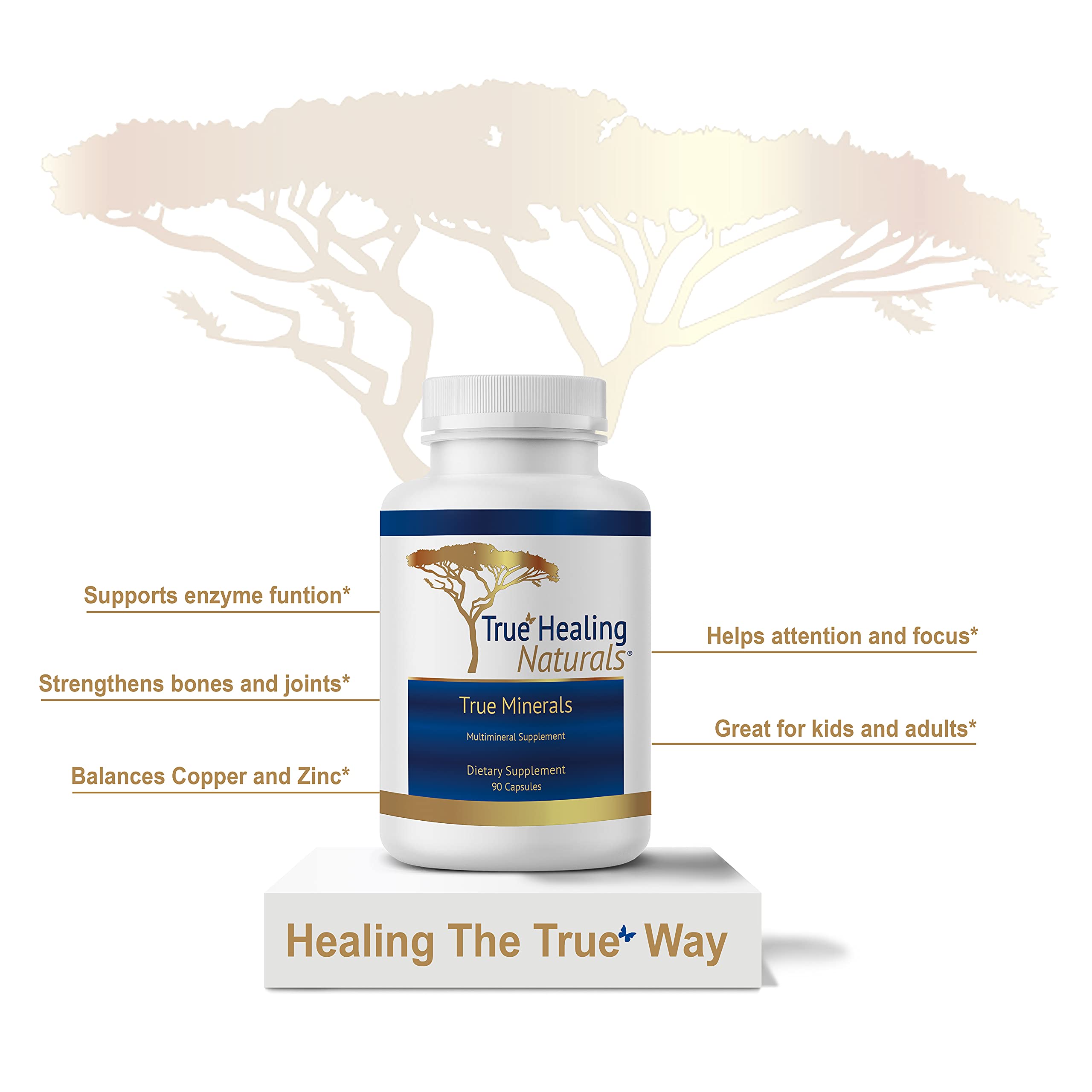 True Healing Naturals - True Minerals Supplement, Promotes Gut & Heart Health, 90 Vegetarian Capsules True Healing Naturals uk supplements
