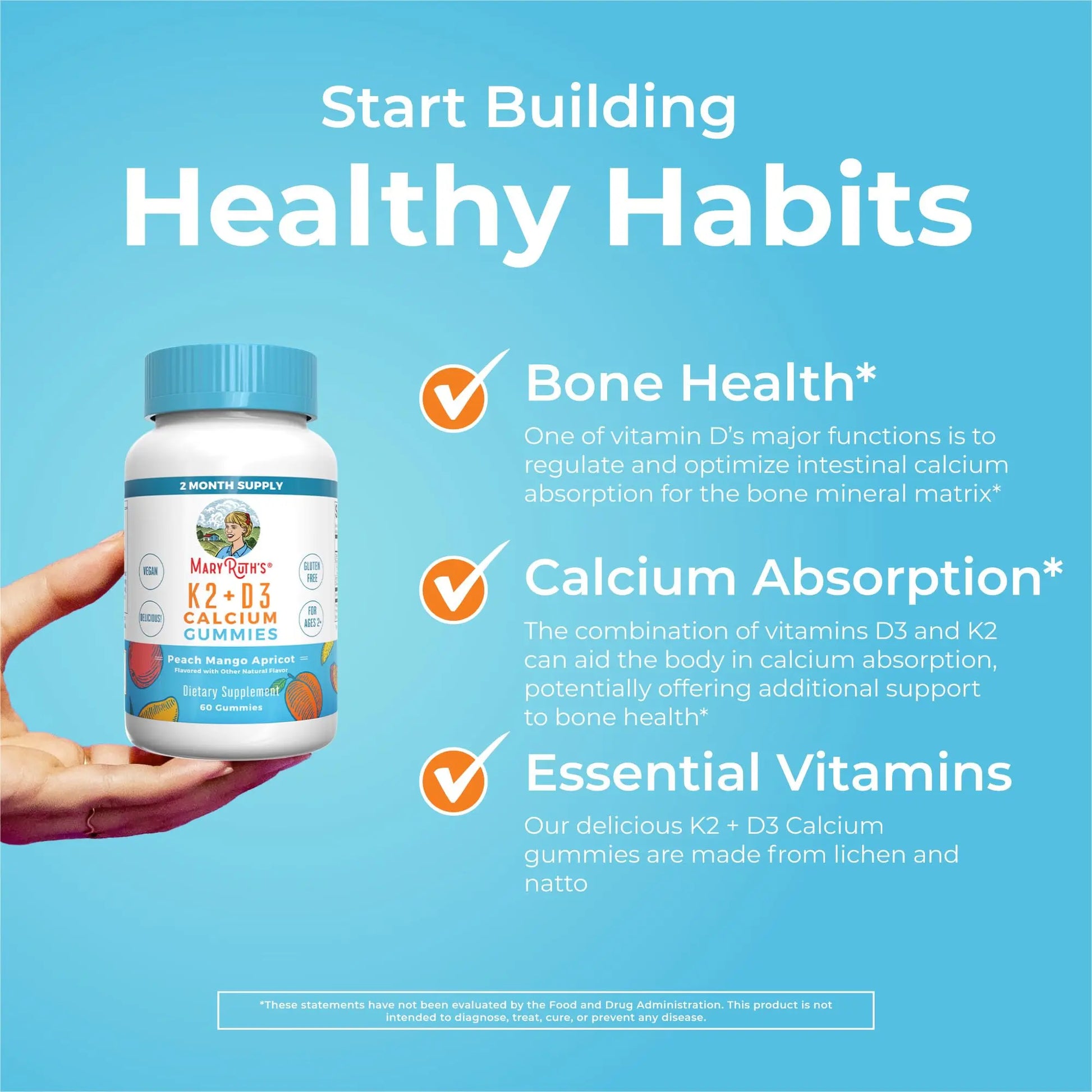 MaryRuth Organics Joint Health Liquid Drops & Vitamin K2+D3 Gummies (Peach Mango and Apricot) | Label Project Verified | Vitamins for Calcium, Joints, and Bone Support | Vegan, Non-GMO, Gluten Free MARYRUTH'S uk supplements