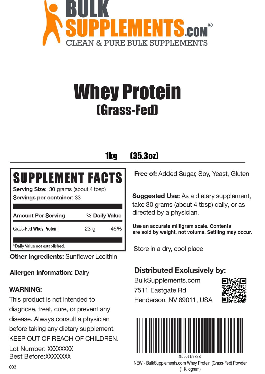 BULKSUPPLEMENTS.COM Grass Fed Whey Protein Powder - Pure Protein Powder BULKSUPPLEMENTS.COM uk supplements