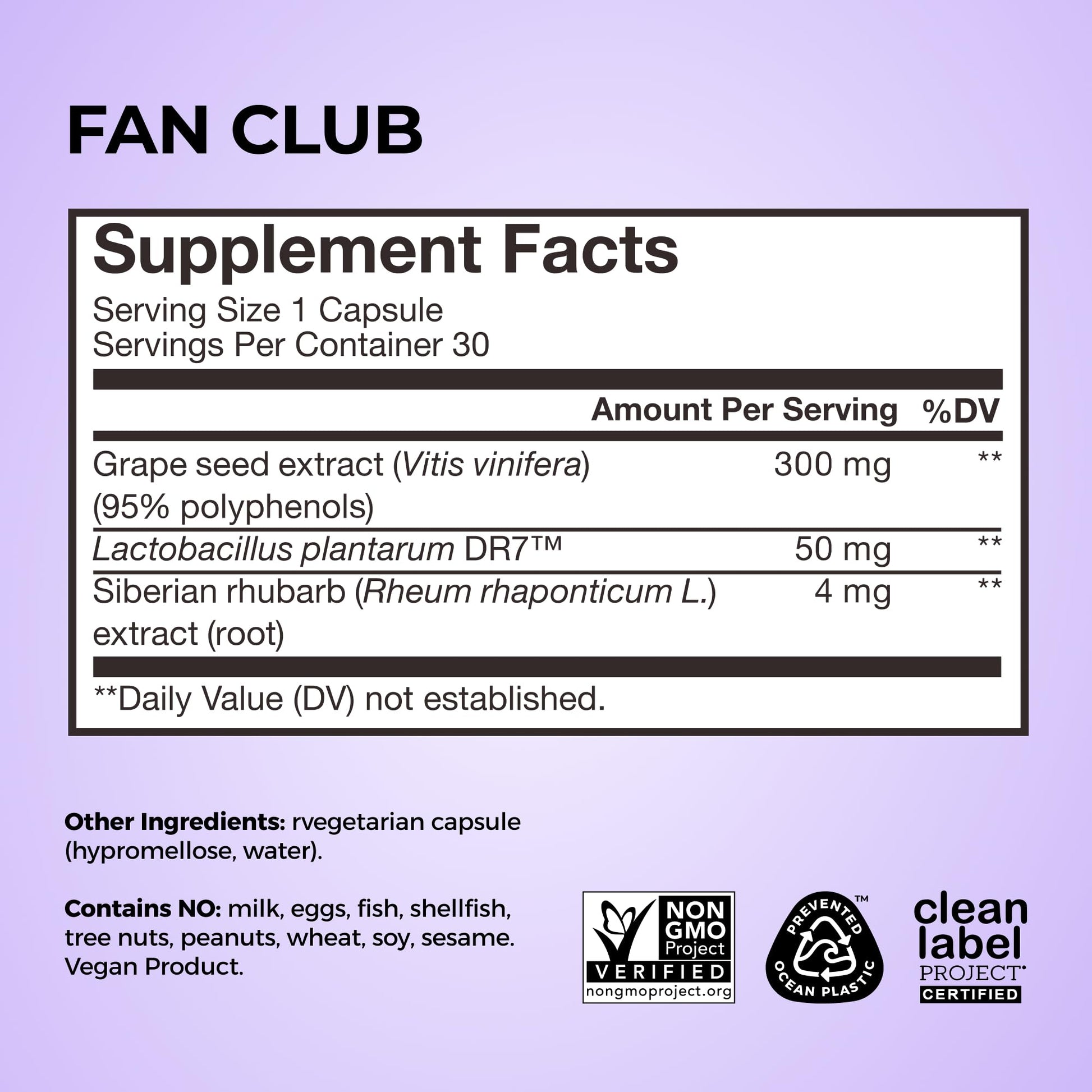 HUM Fan Club Menopause Probiotic Supplement, Estrogen Free Menopause Supplements for Women, Non Hormonal, Supports Energy & Hot Flashes, Grape Seed Extract & Siberian Rhubarb, 30 Vegan Capsules HUM uk supplements