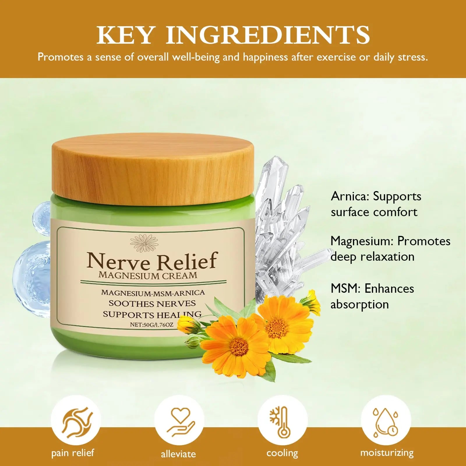 Vincofoo Nerve Relief Magnesium Cream with MSM & Arnica, Soothes Nerves & Daily Soothing Support Vincofoo uk supplements