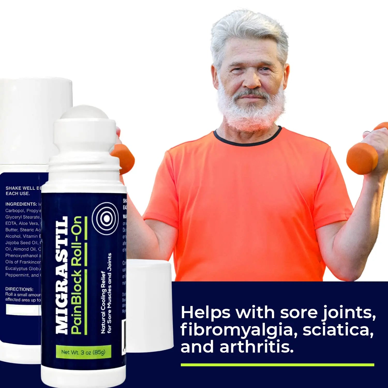 Basic Vigor Migrastil PainBlock Roll-On & Unscented Topical Magnesium Cream Bundle. Made in The USA. Basic Vigor uk supplements