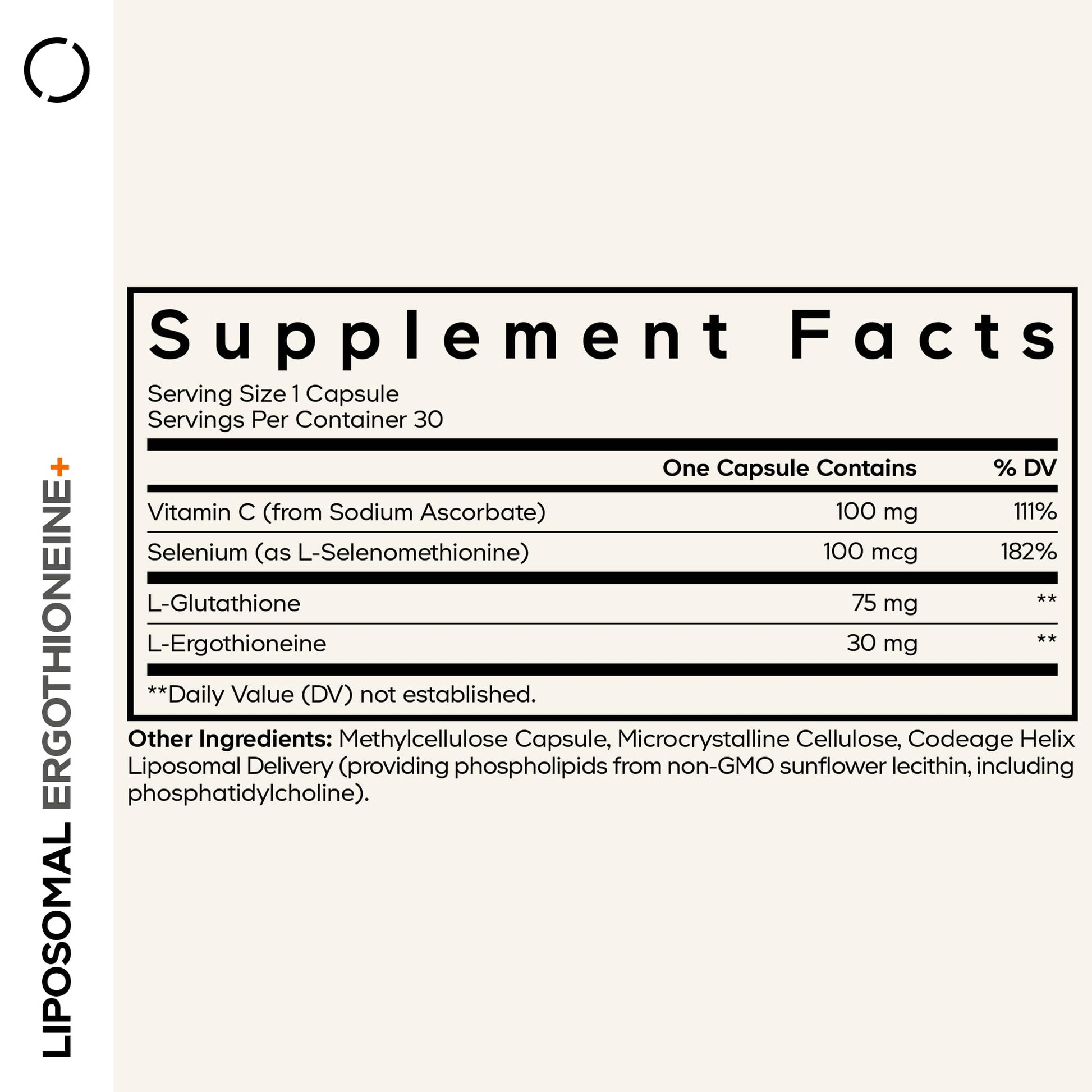 Codeage Liposomal Ergothioneine+ Supplement - L-Ergothioneine, L-Glutathione, Vitamin C, Selenium, Phospholipid Complex - Healthy Aging & Antioxidant - Vegan, Non-GMO, Soy-Free – 30 Capsules Codeage uk supplements