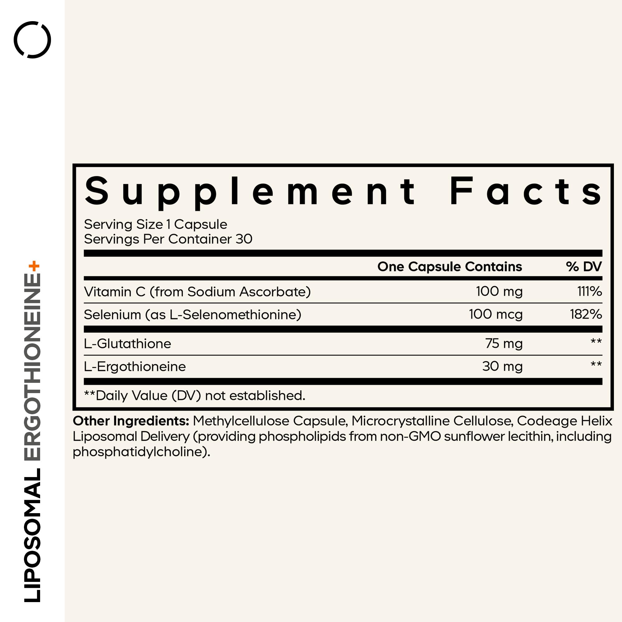 Codeage Liposomal Ergothioneine+ Supplement - L-Ergothioneine, L-Glutathione, Vitamin C, Selenium, Phospholipid Complex - Healthy Aging & Antioxidant - Vegan, Non-GMO, Soy-Free – 30 Capsules Codeage uk supplements